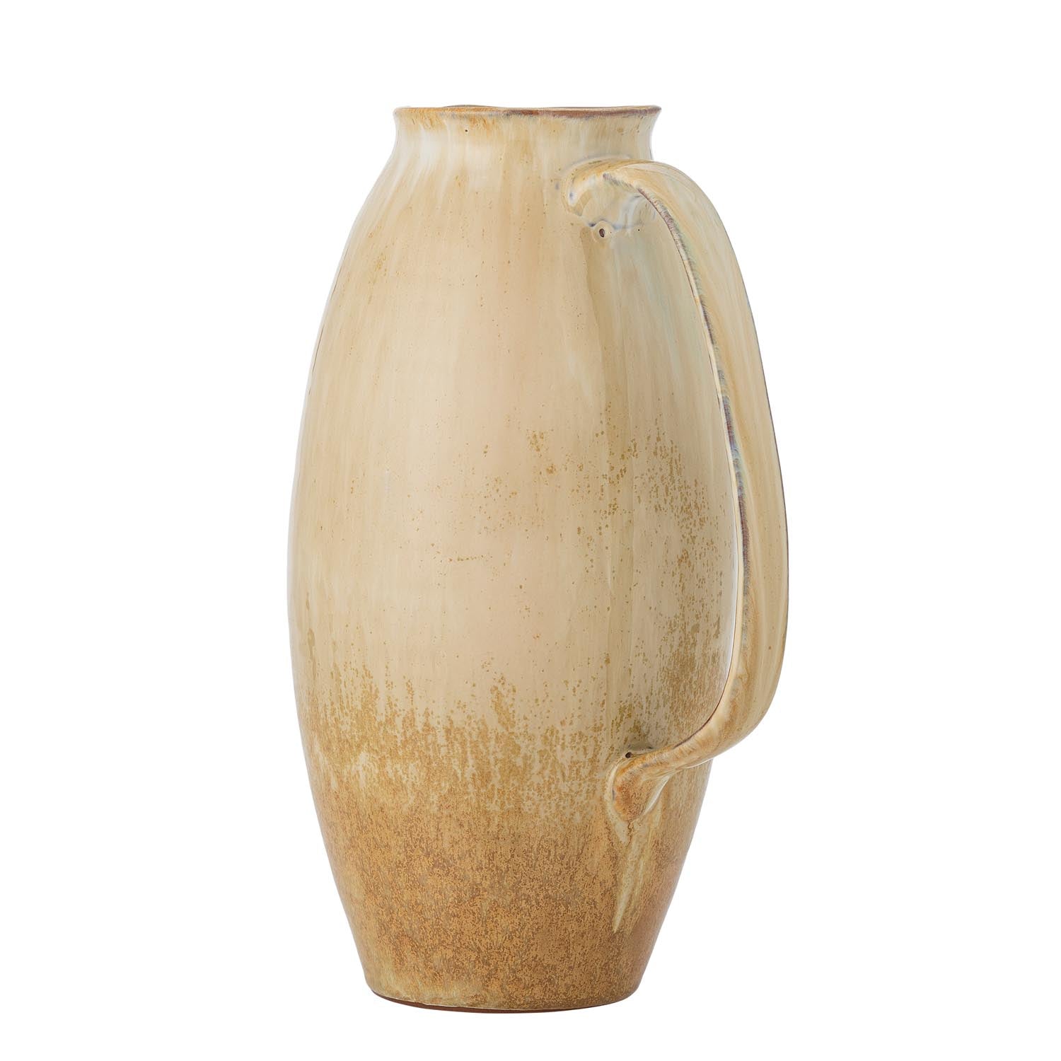 Entdecken Sie den Saskia Krug von Bloomingville – ein handgefertigtes Steingut-Design in warmen Gelbtönen, ideal für Getränke und als dekorative Vase.