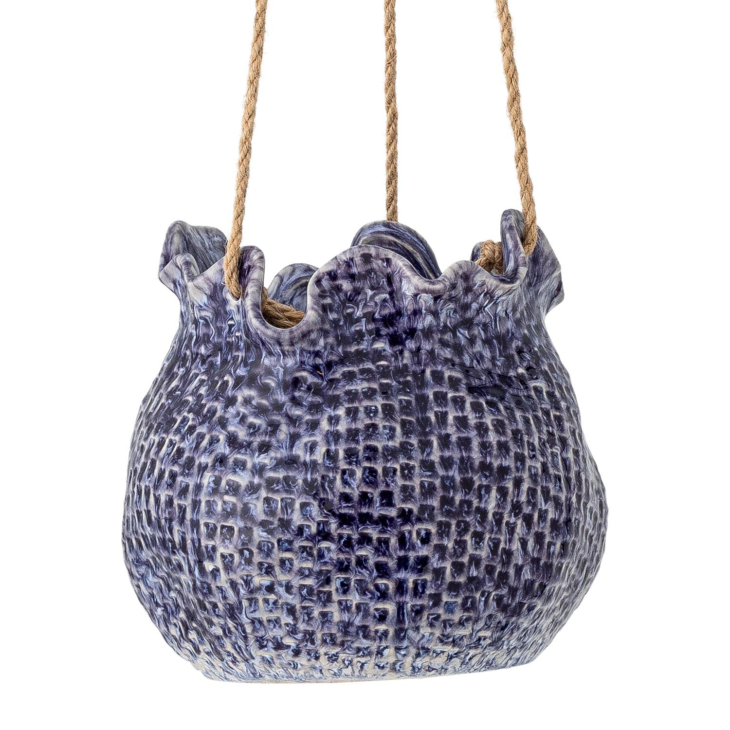 Lottie Blumentopf, hängend, Blau, Steingut in Blau präsentiert im Onlineshop von KAQTU Design AG. Blumentopf ist von Creative Collection