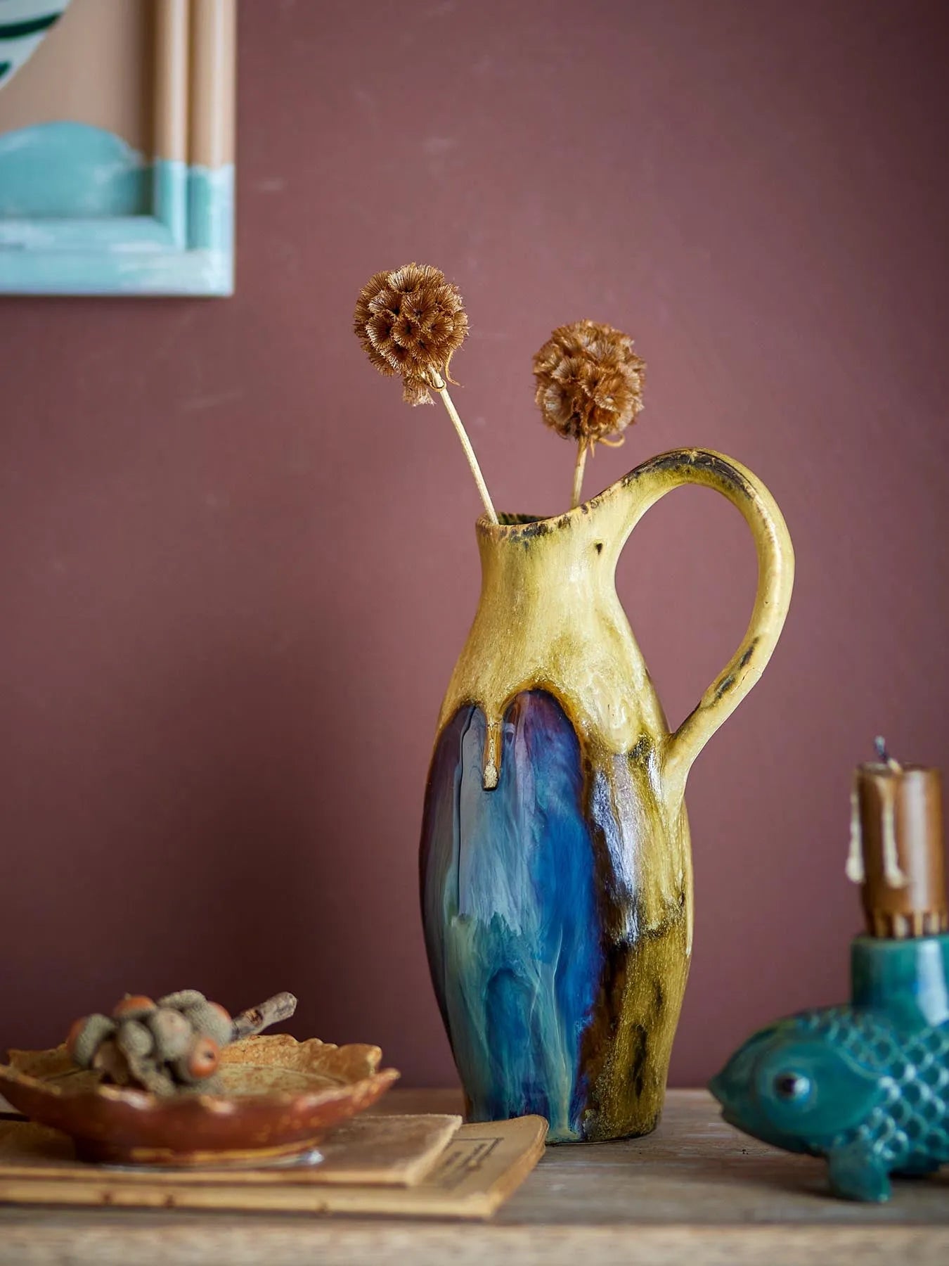 Jenkins Vase, Gelb, Steingut in Gelb präsentiert im Onlineshop von KAQTU Design AG. Giesskanne ist von Creative Collection