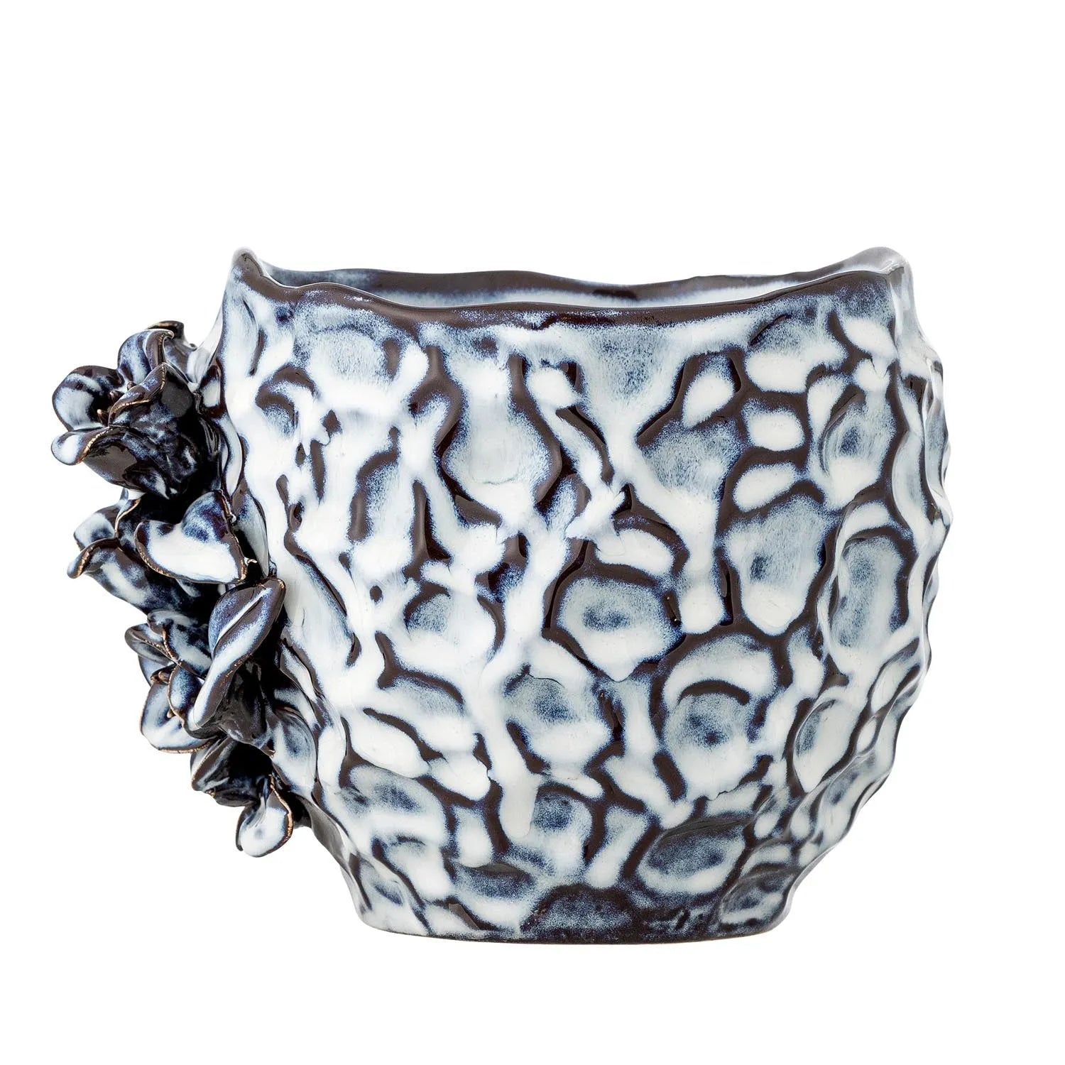 Malina Blumentopf, Blau, Steingut in Blau präsentiert im Onlineshop von KAQTU Design AG. Pflanzentopf Outdoor ist von Creative Collection