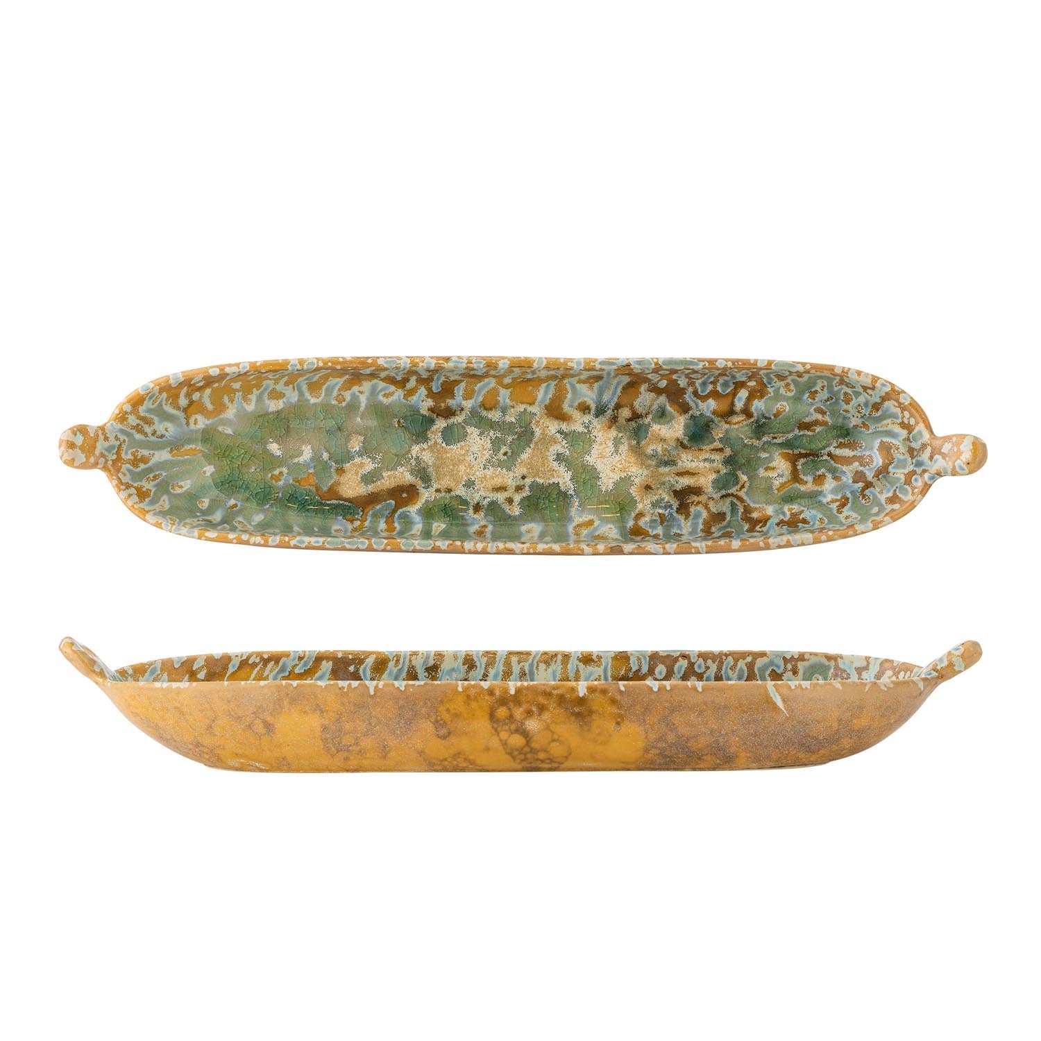 Milani Servierplatte, Grün, Steingut in Grün präsentiert im Onlineshop von KAQTU Design AG. Kochbesteck ist von Bloomingville