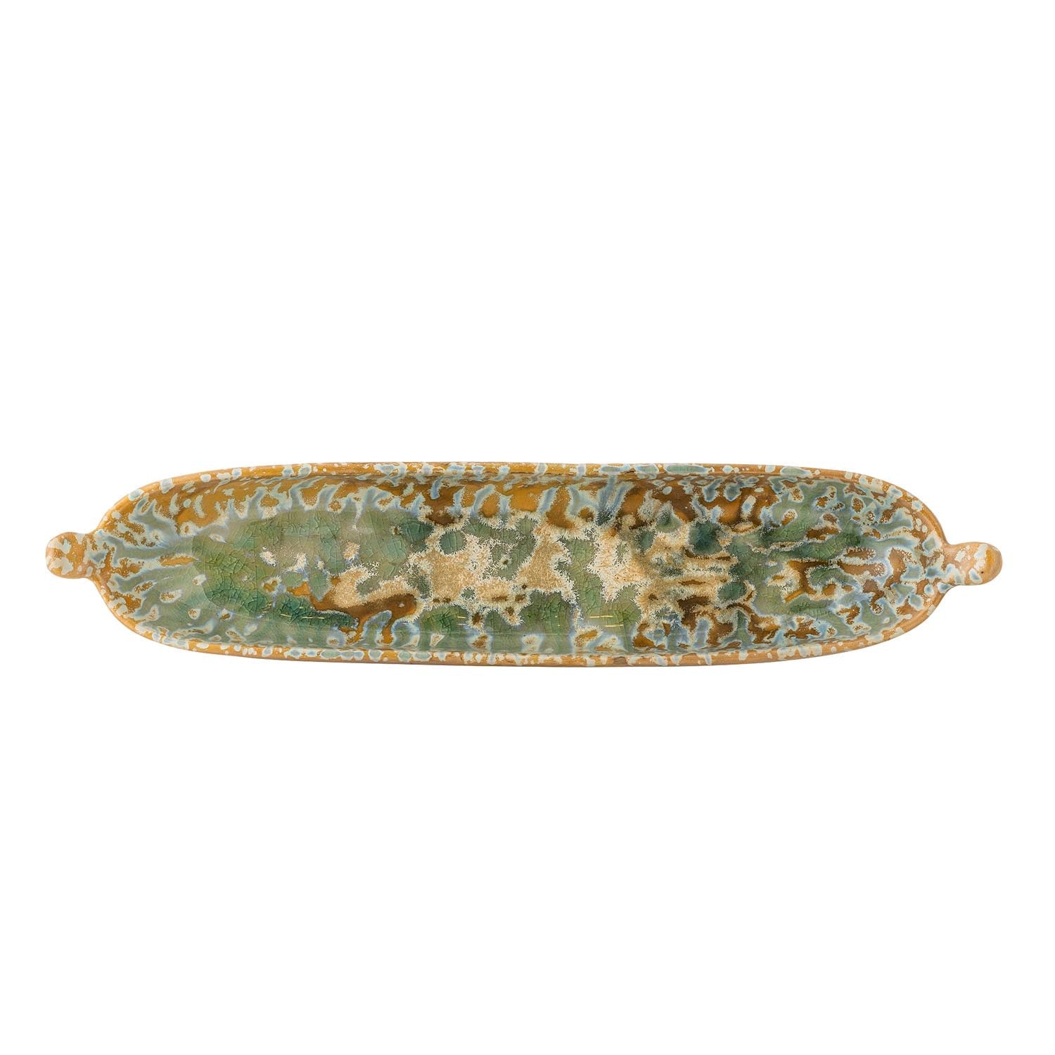 Milani Servierplatte, Grün, Steingut in Grün präsentiert im Onlineshop von KAQTU Design AG. Kochbesteck ist von Bloomingville