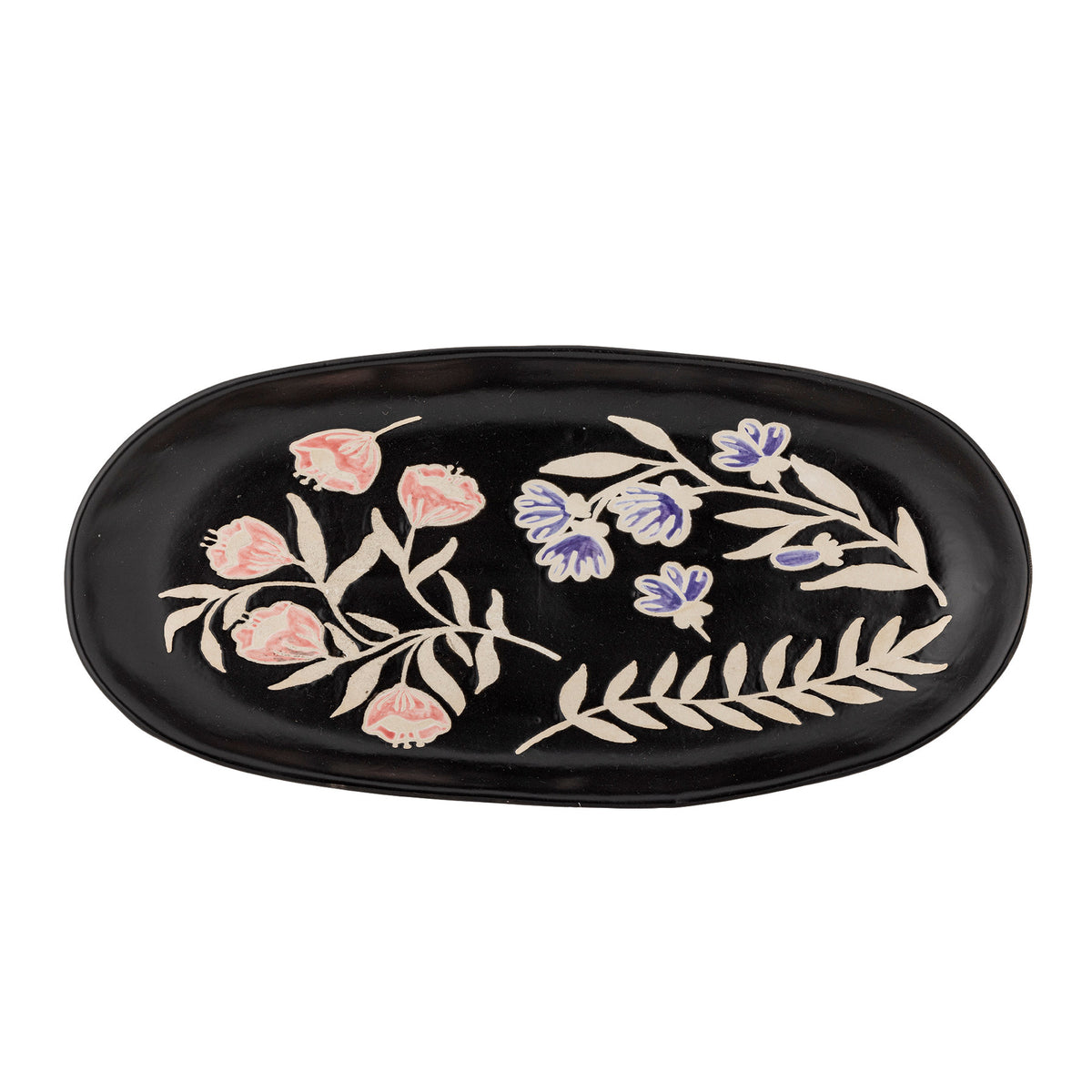 Amberly Serviertablett, Schwarz, Steingut in Schwarz präsentiert im Onlineshop von KAQTU Design AG. Tablett ist von Bloomingville