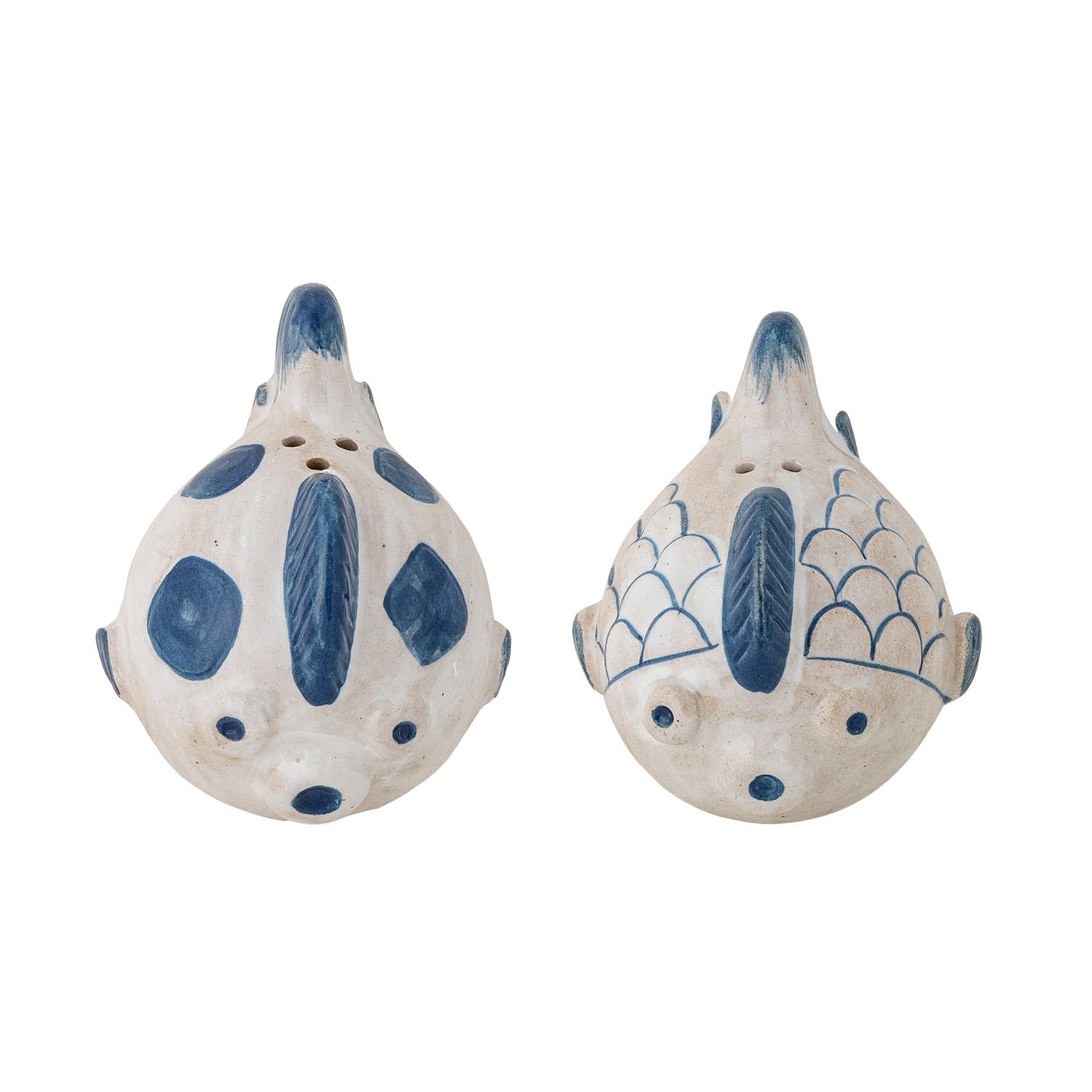 Fugu Salz- und Pfefferset, Blau, Steingut in Blau präsentiert im Onlineshop von KAQTU Design AG. Kochbesteck ist von Bloomingville