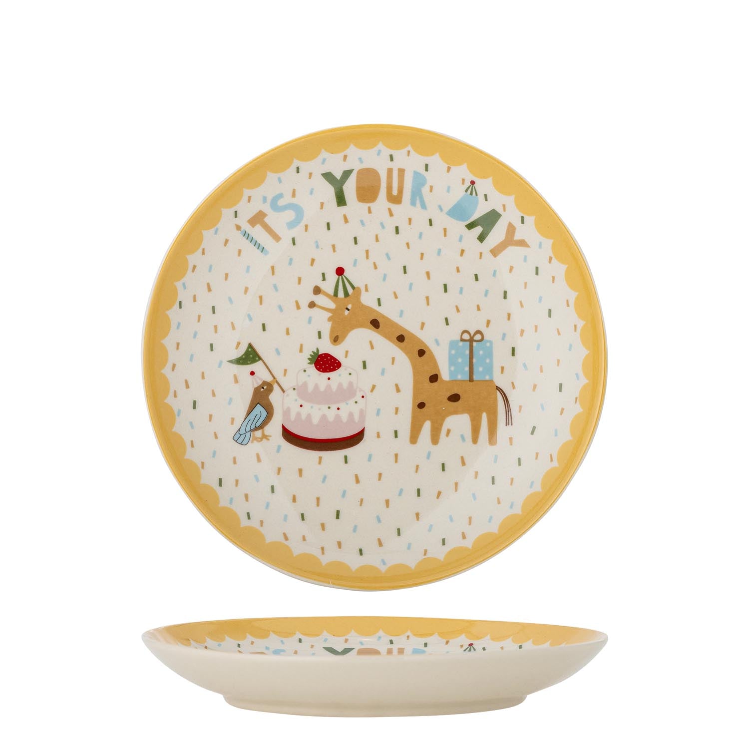 Celebrate Teller, Gelb, Steingut in Gelb präsentiert im Onlineshop von KAQTU Design AG. Teller ist von Bloomingville Mini