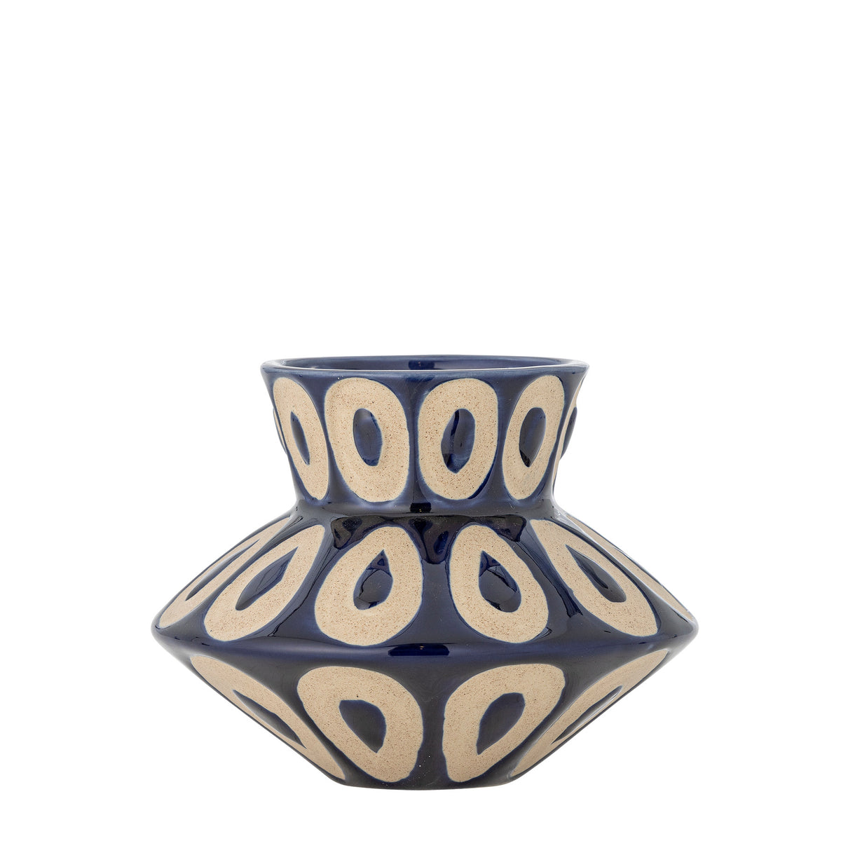 Bashir Vase, Blau, Steingut in Blue präsentiert im Onlineshop von KAQTU Design AG. Vase ist von Bloomingville