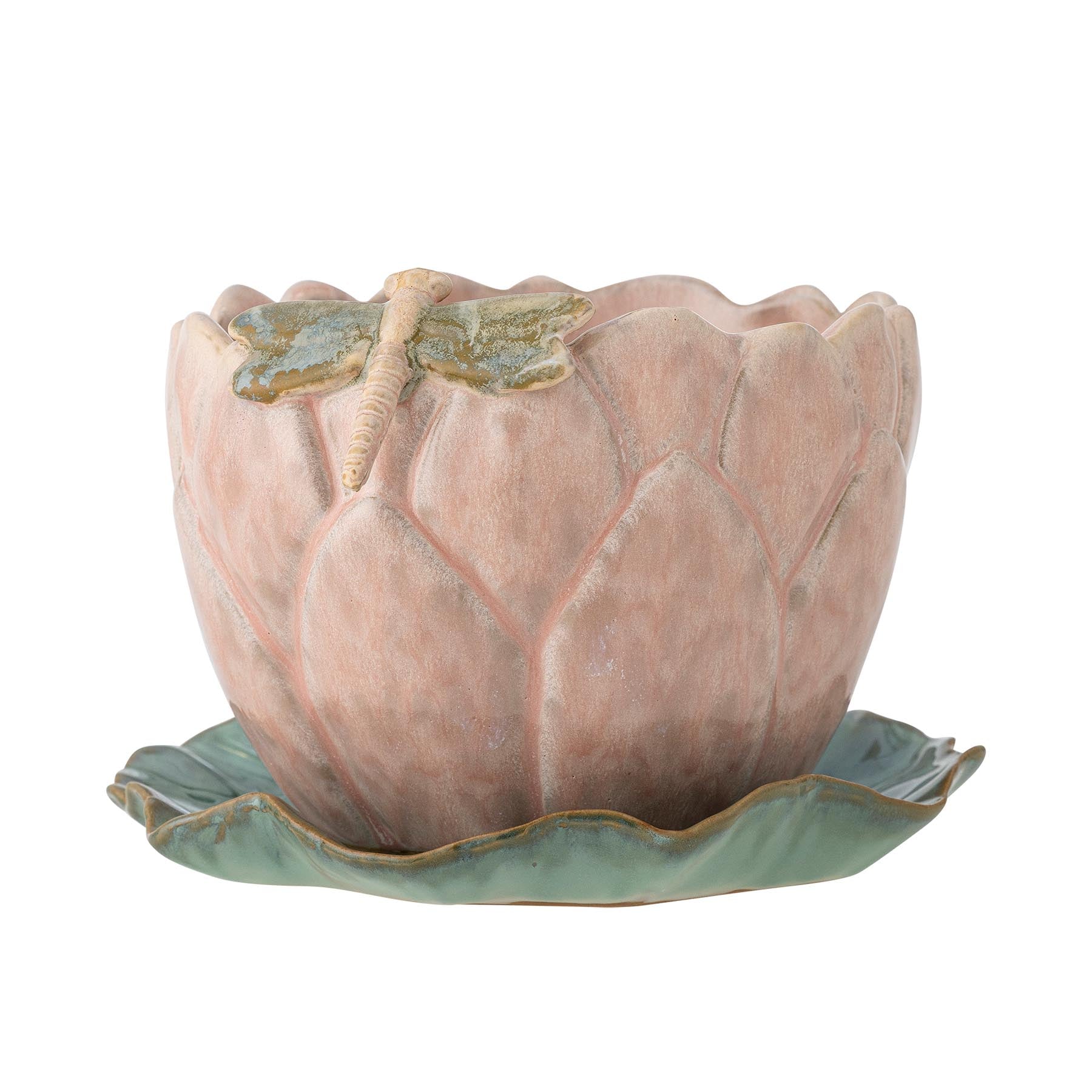 Jaylee Blumentopf mit Untertasse, Rose, Steingut in Rose präsentiert im Onlineshop von KAQTU Design AG. Pflanzentopf Outdoor ist von Creative Collection