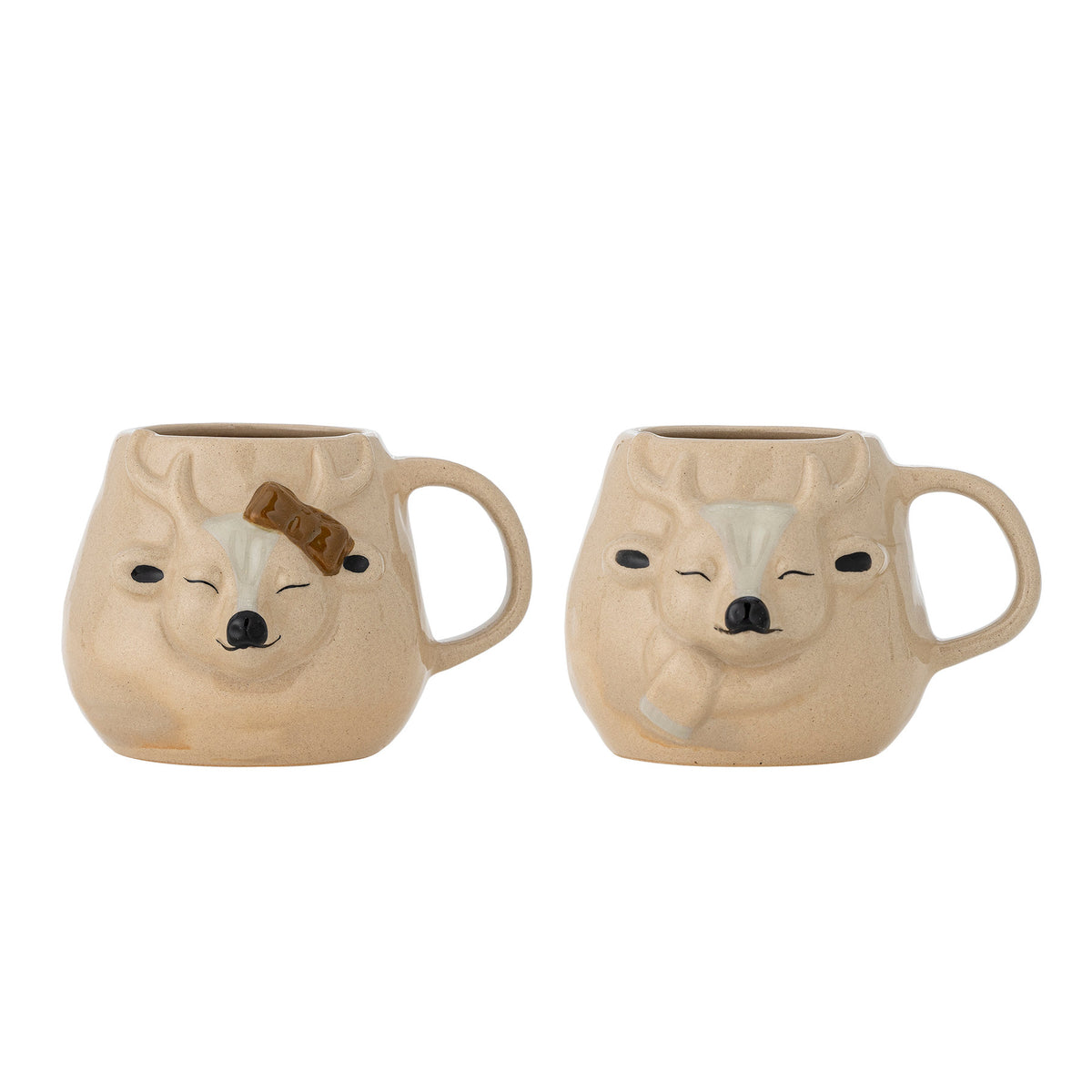 Beige Tasse aus Steinzeug mit reaktiver Glasur, Serie Rudolph von Bloomingville, Durchmesser 12 cm, Höhe 9 cm, auf neutralem Hintergrund