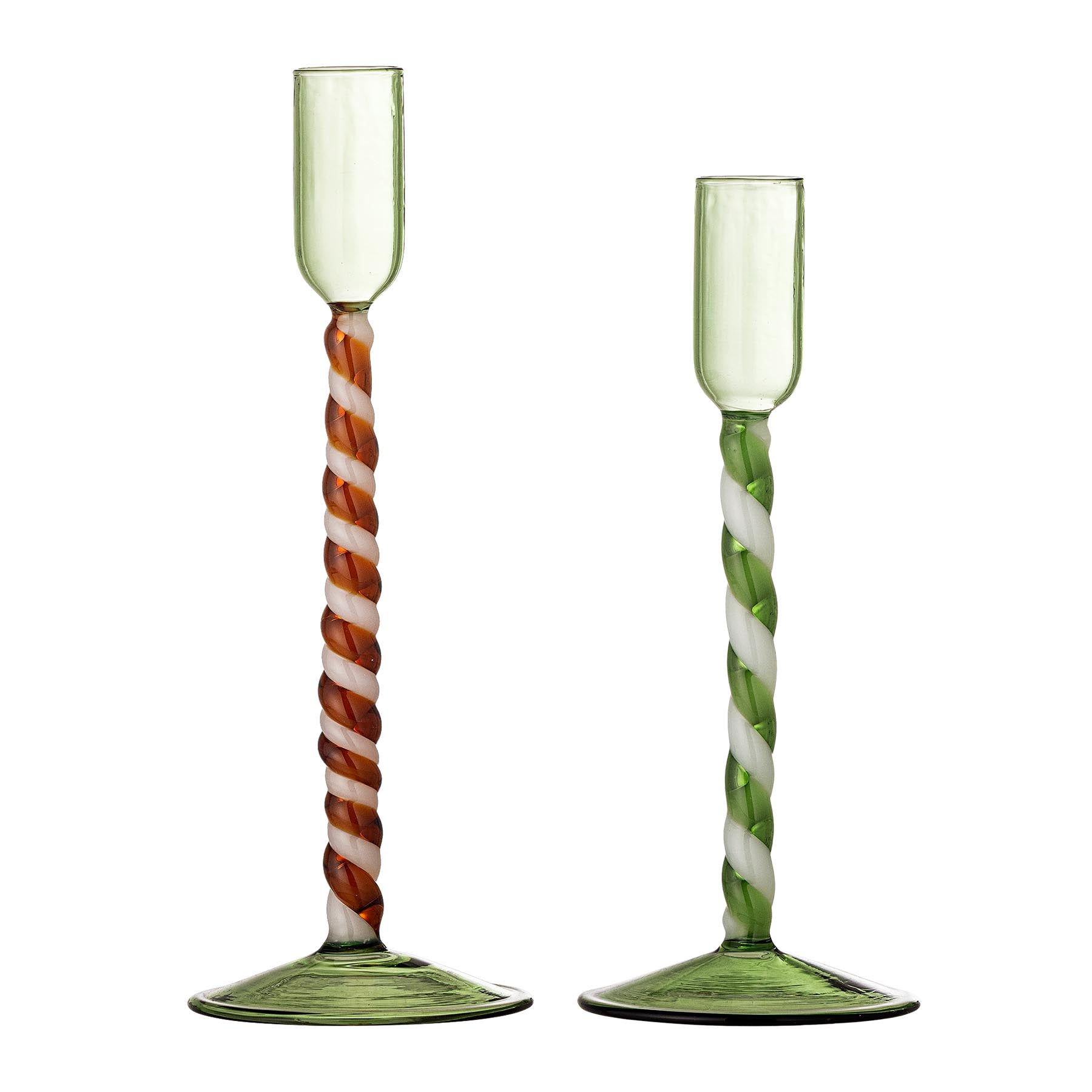 Swirlie Kerzenhalter, Grün, Glas in Green präsentiert im Onlineshop von KAQTU Design AG. Kerzenständer ist von Bloomingville