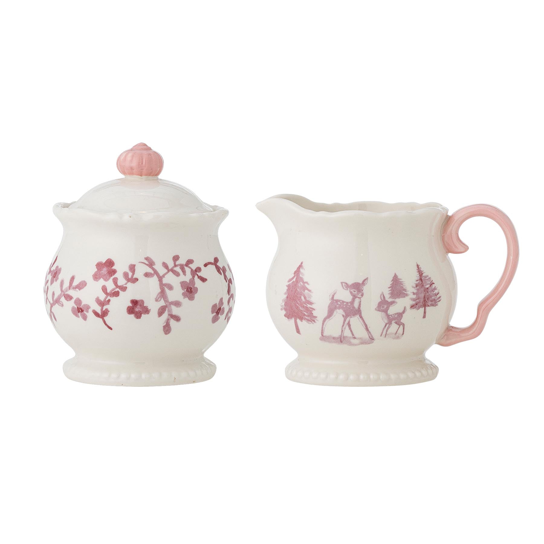 Wonderland Milchkännchen & Zuckerdose, Rose, Steingut in Rose präsentiert im Onlineshop von KAQTU Design AG. Kanne ist von Bloomingville