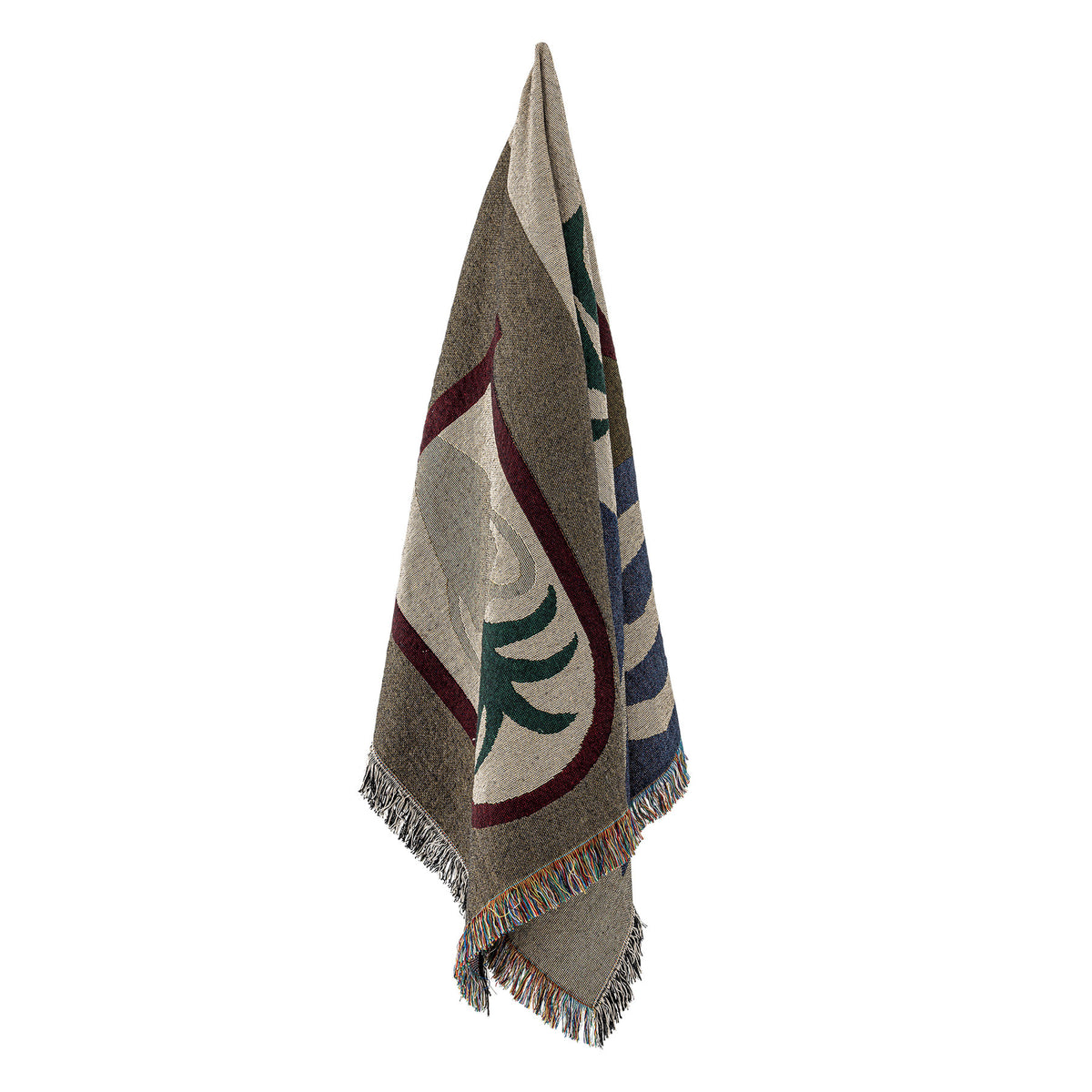 Gewebte Vinay Decke von Creative Collection in Multi mit horizontalem Wellenmuster, mehrfarbigen Fransen und Mischfaser-Material, 160x130cm