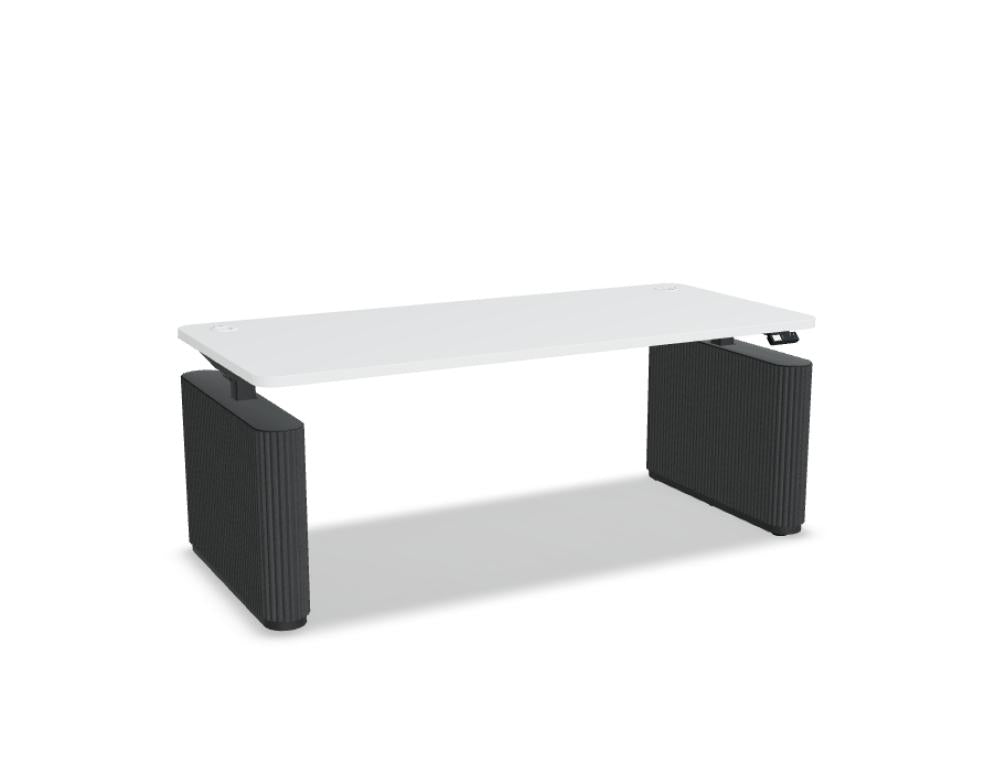 Ogi Drive BODF58 - elektrisch höhenverstellbarer Schreibtisch mit Fußelementen aus Filz in Anthrazit präsentiert im Onlineshop von KAQTU Design AG. Schreibtisch ist von Mdd