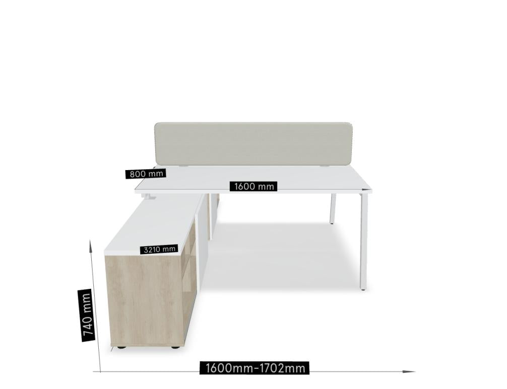 Ogi M Bench BOM40 - Doppelschreibtisch in Honigeiche präsentiert im Onlineshop von KAQTU Design AG. Schreibtisch ist von Mdd