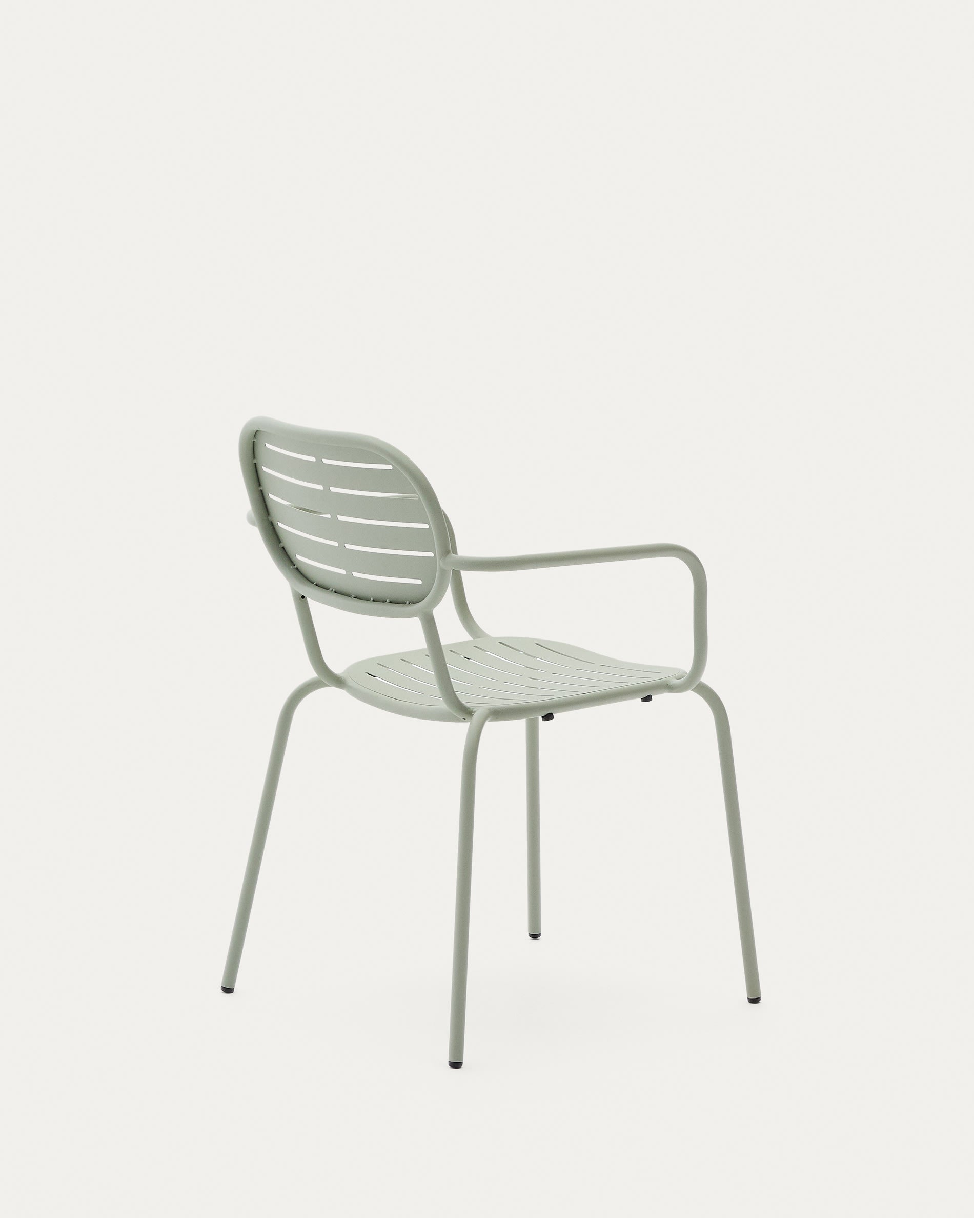 Stapelbarer Outdoor-Stuhl Brai aus verzinktem Stahl in Türkis mit Armlehnen, perfekt für Garten, Terrasse und stilvolle Außenbereiche.