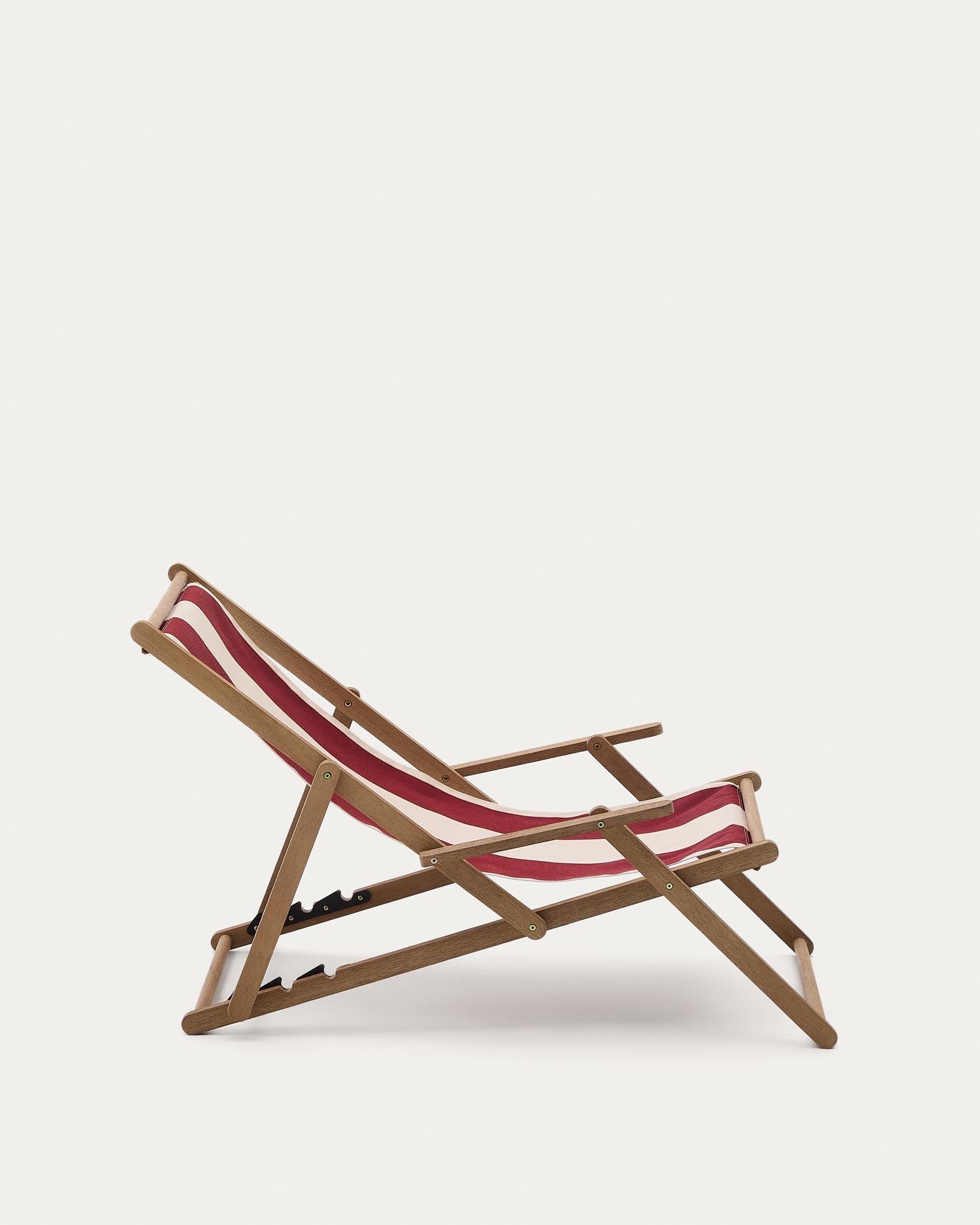 Weinrot-beige gestreifter klappbarer Outdoor-Liegestuhl Vilara aus massivem Akazienholz, FSC 100% in  präsentiert im Onlineshop von KAQTU Design AG. Liegestuhl ist von Kave Home