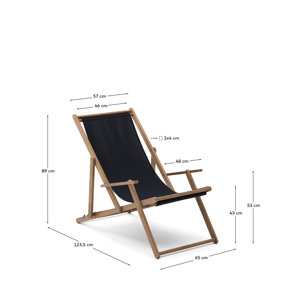 Klappbarer Outdoor-Liegestuhl Vilara in Schwarz aus massivem Akazienholz FSC 100% in Schwarz, Braun präsentiert im Onlineshop von KAQTU Design AG. Liegestuhl ist von Kave Home