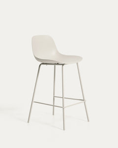 Sgabello beige Altea con gambe in acciaio con finitura beige, 65 cm