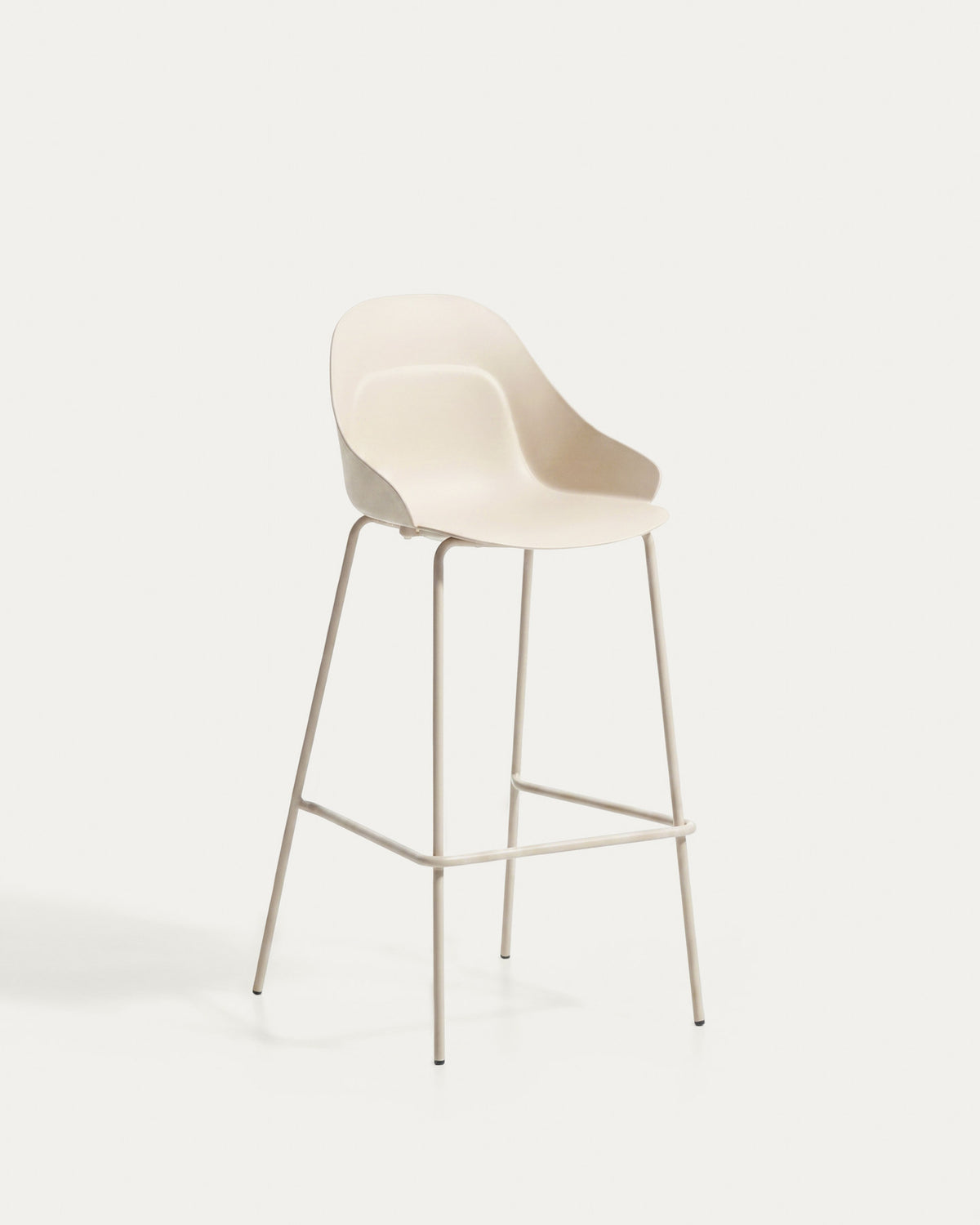 Hocker Sanile mit Stahlbeinen mit beigem Finish, 74 cm in Beige präsentiert im Onlineshop von KAQTU Design AG. Barhocker ist von Kave Home