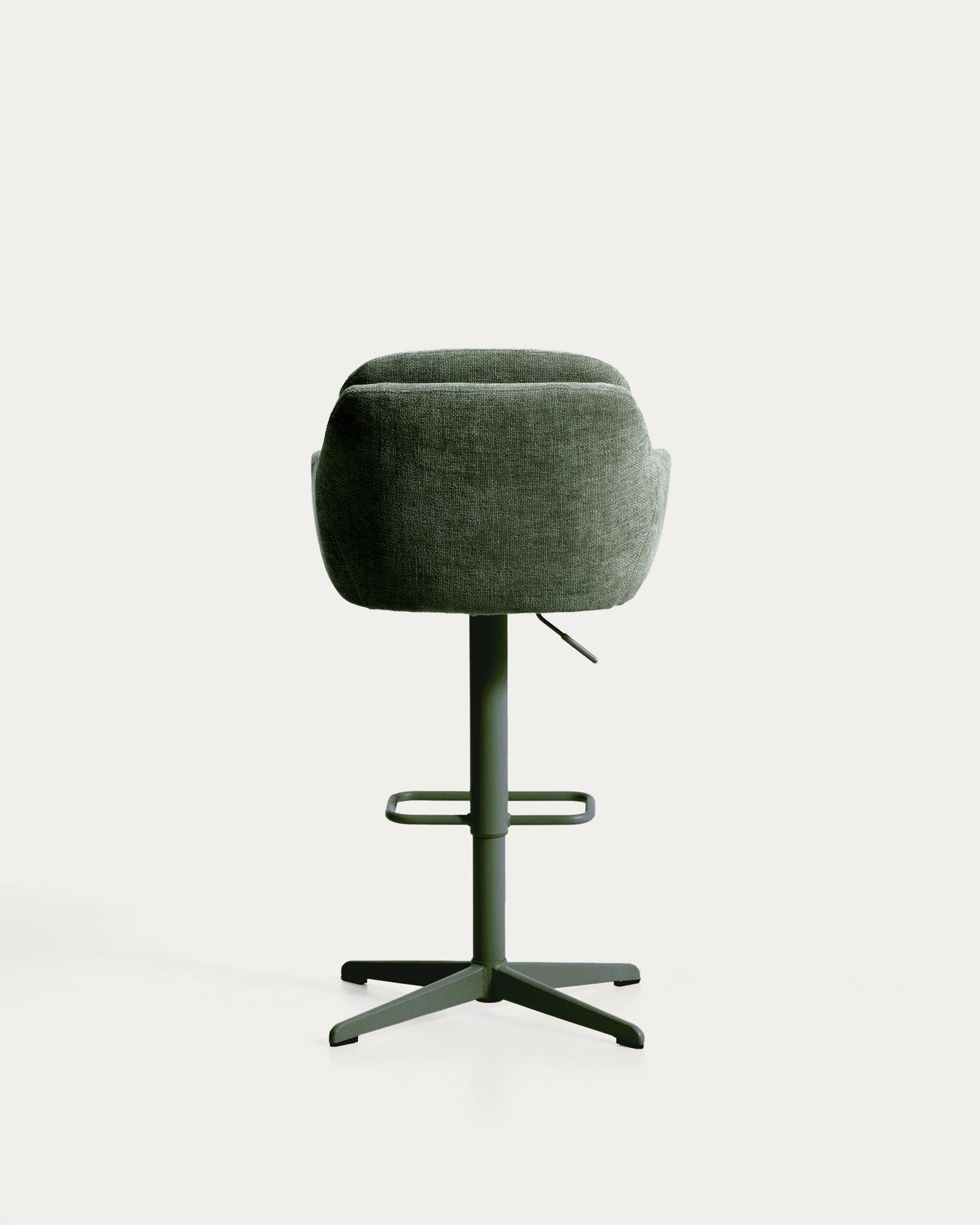 Drehhocker Lexa mit grüner Chenille und Stahlbeinen mit grünem Finish in Grün präsentiert im Onlineshop von KAQTU Design AG. Barhocker ist von Kave Home