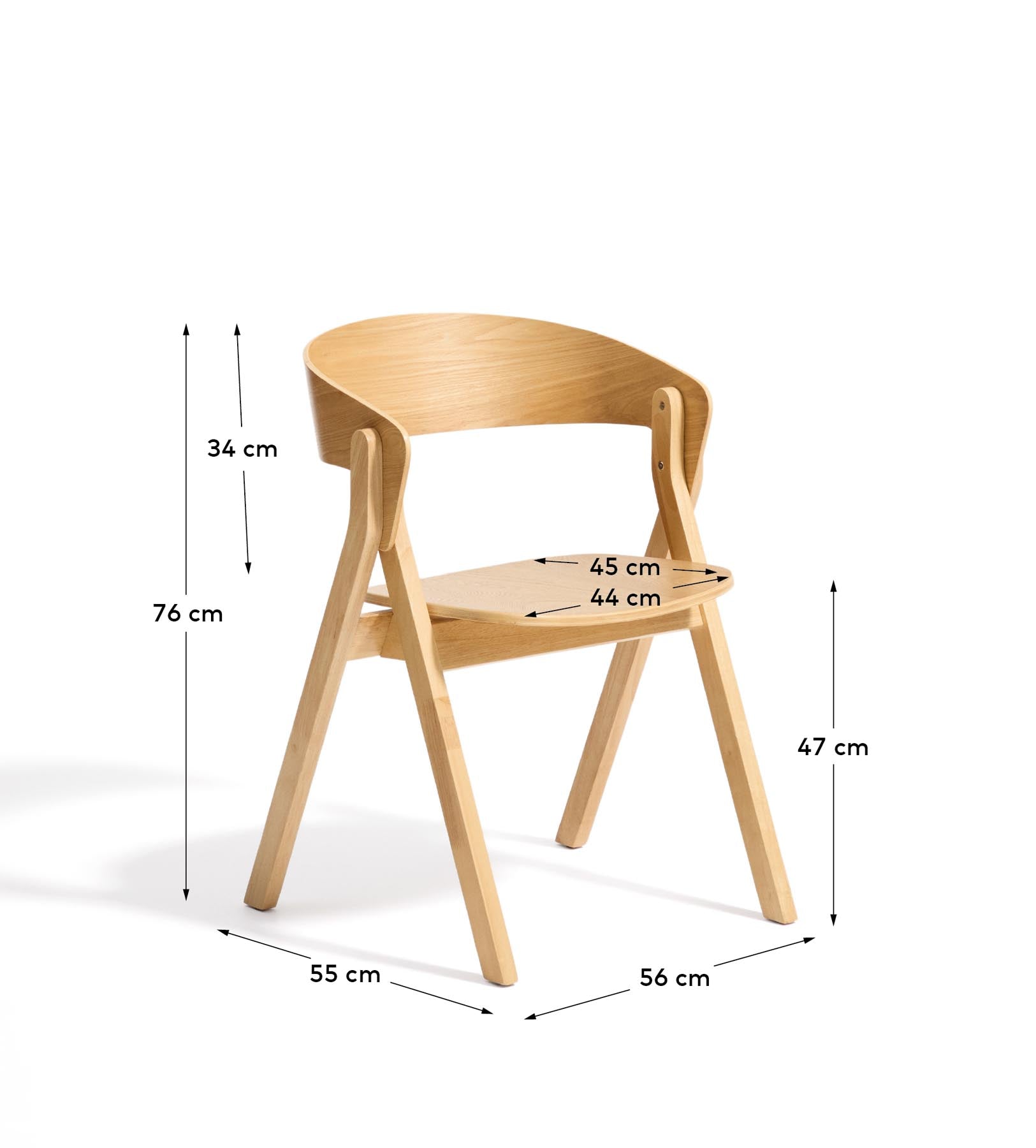 Stuhl Godia aus Eichenfurnier mit naturfarbenem Finish in Beige präsentiert im Onlineshop von KAQTU Design AG. Stuhl mit Armlehne ist von Kave Home