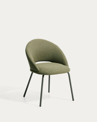 Stuhl Bonali mit grüner Chenille und grünen Metallbeinen, FSC Mix Credit