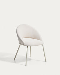 Sedia <tc>Bon</tc>Ali con gambe in ciniglia beige e metallo beige, certificato FSC Mix Credit