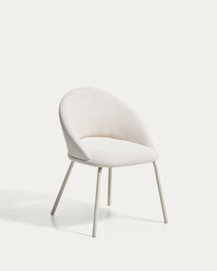 Sedia <tc>Bon</tc>Ali con gambe in ciniglia beige e metallo beige, certificato FSC Mix Credit