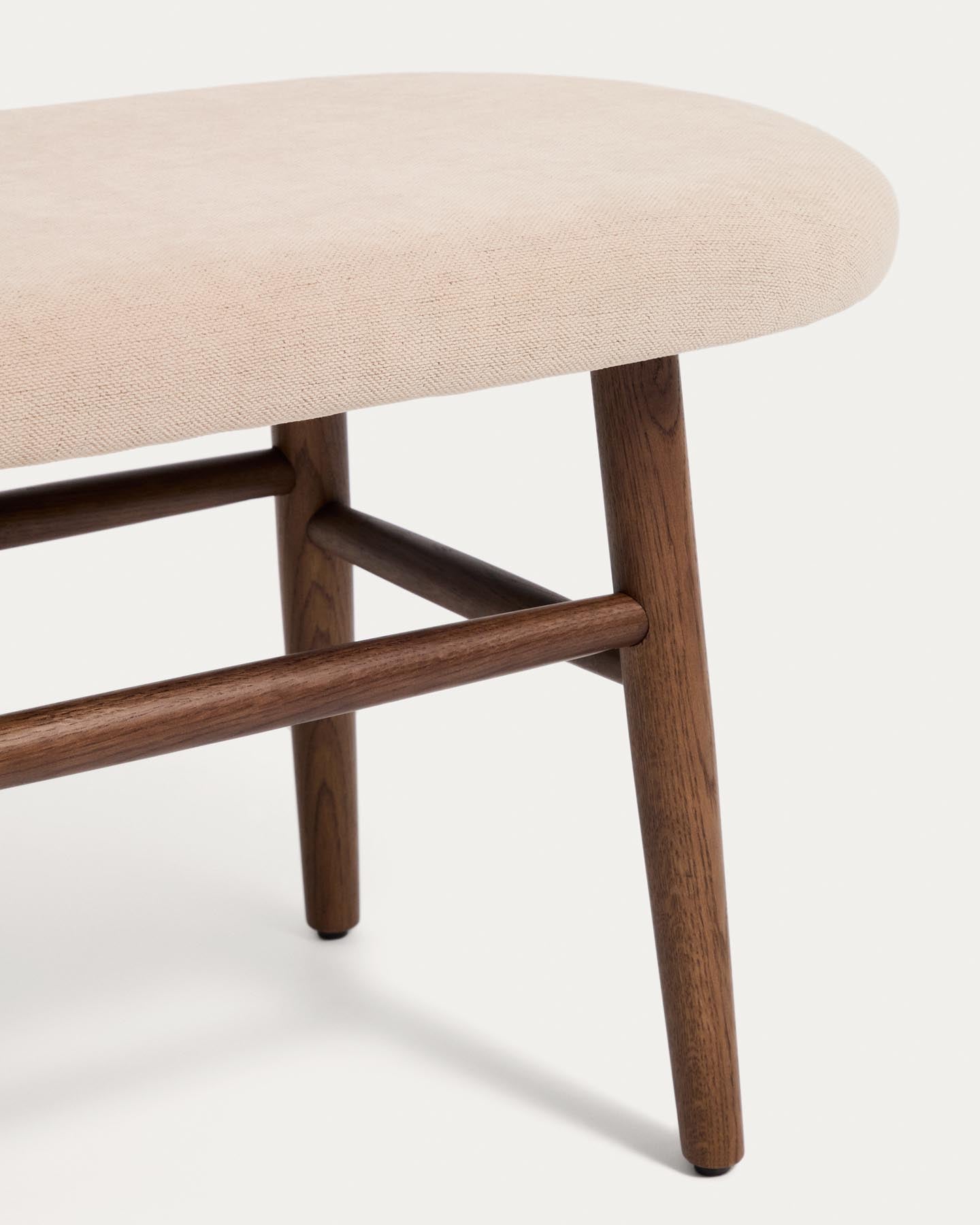 Bank Helda in grüner Chenille und massivem Eichenholz mit Nussbaumfinish, FSC Mix Credit, 122 cm  in Braun präsentiert im Onlineshop von KAQTU Design AG. Sitzbank ist von Kave Home