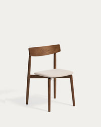 Stuhl Evera aus Eichenfurnier mit Nussbaumfinish und brauner Chenille