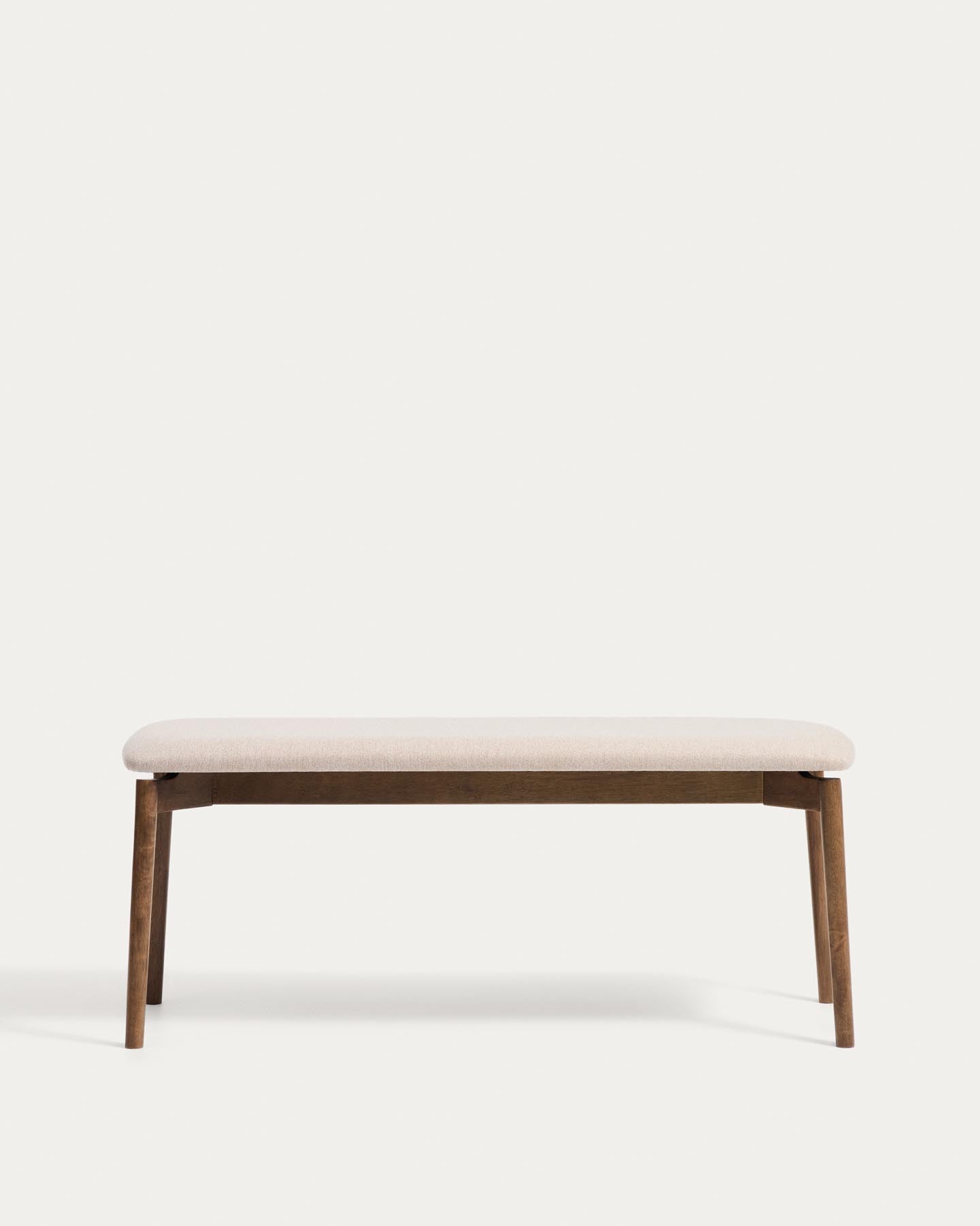 Bank Evera aus Eichenfurnier mit Nussbaumfinish und brauner Chenille, 122 cm in Braun präsentiert im Onlineshop von KAQTU Design AG. Sitzbank ist von Kave Home