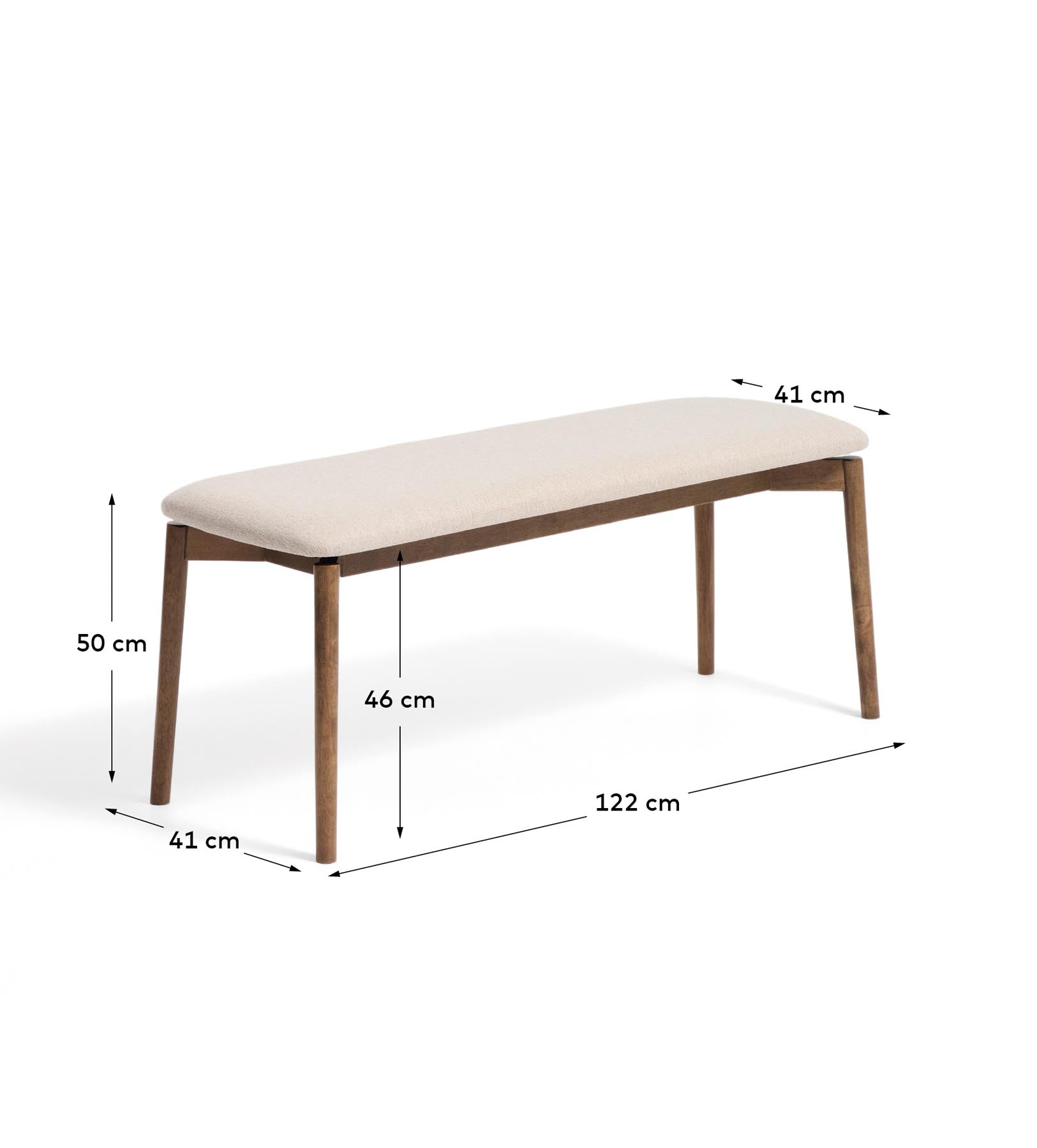 Bank Evera aus Eichenfurnier mit Nussbaumfinish und brauner Chenille, 122 cm in Braun präsentiert im Onlineshop von KAQTU Design AG. Sitzbank ist von Kave Home