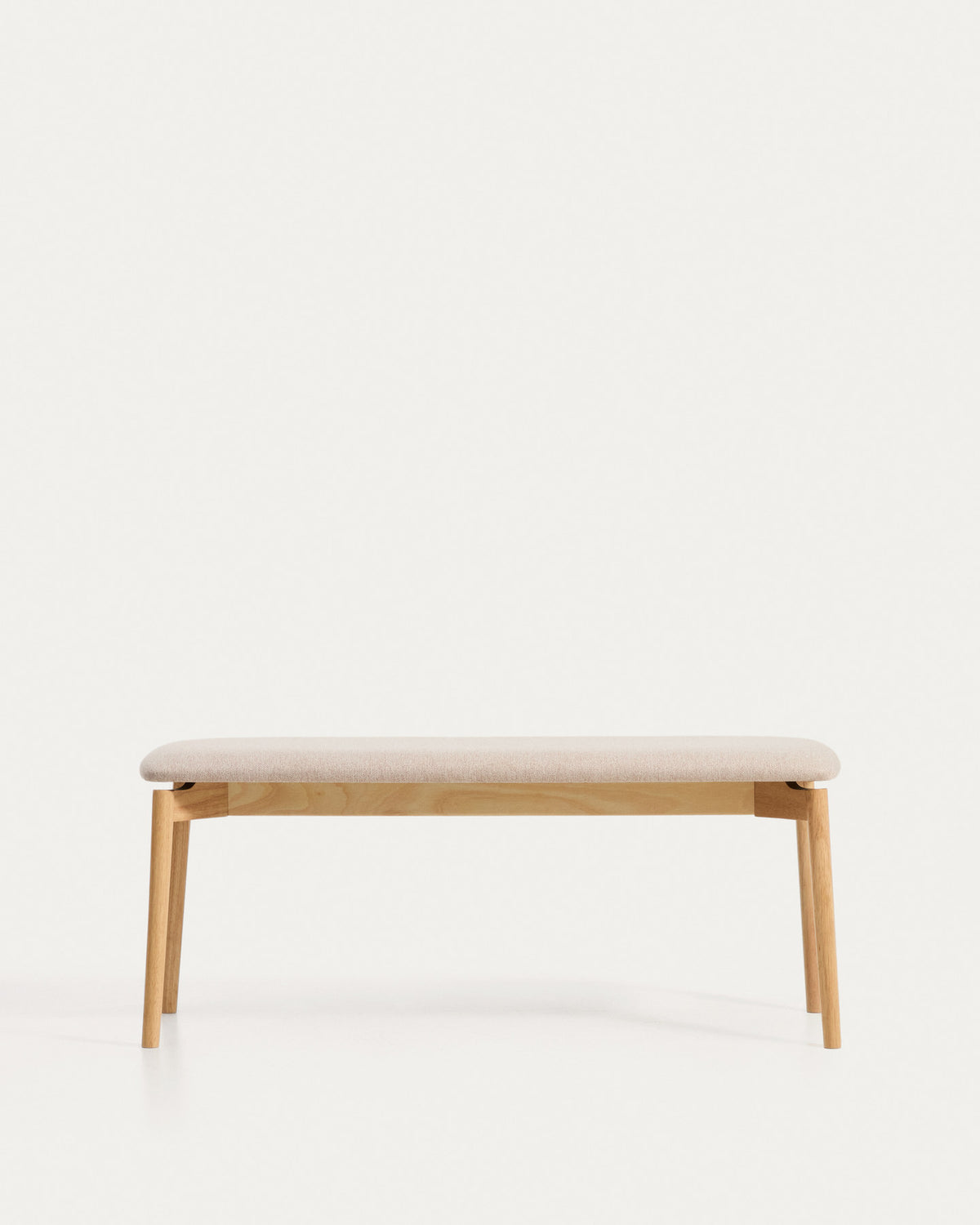 Bank Evera aus Eichenfurnier mit naturfarbenem Finish und beiger Chenille, 122 cm in Beige präsentiert im Onlineshop von KAQTU Design AG. Sitzbank ist von Kave Home
