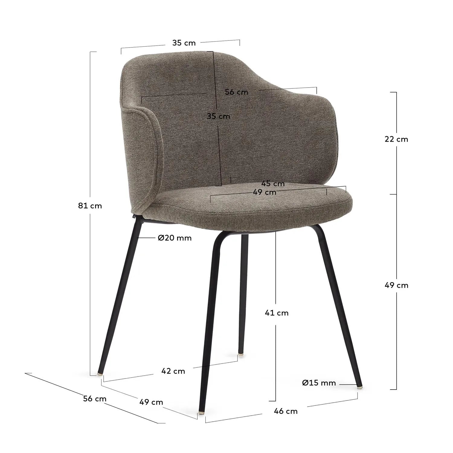 Yunia Stuhl in braun mit Stahlbeinen mit schwarzem Finish in Braun präsentiert im Onlineshop von KAQTU Design AG. Schalenstuhl ist von Kave Home