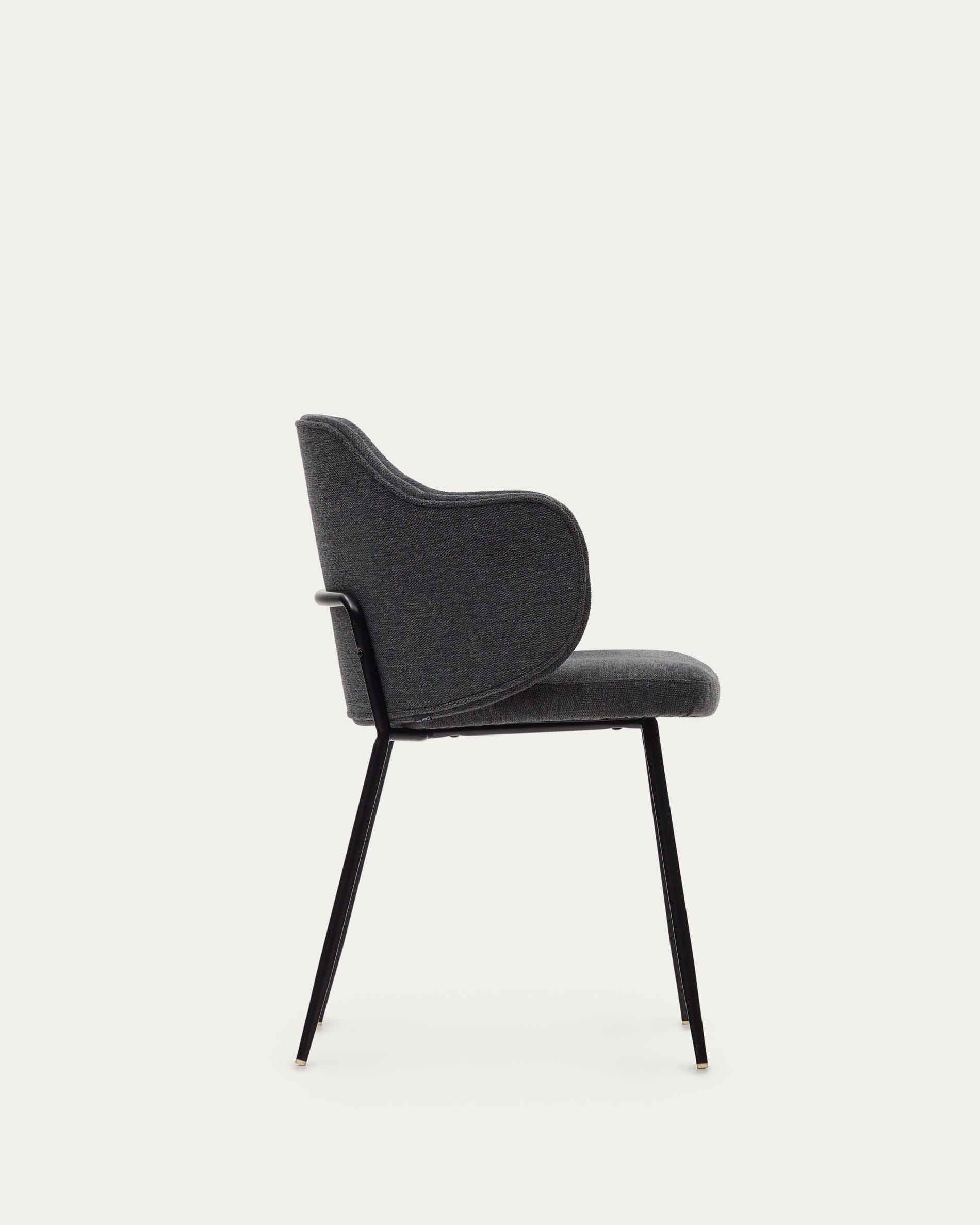 Yunia Stuhl: Dunkelgrau, Stahlbeine schwarz, modernes Design.