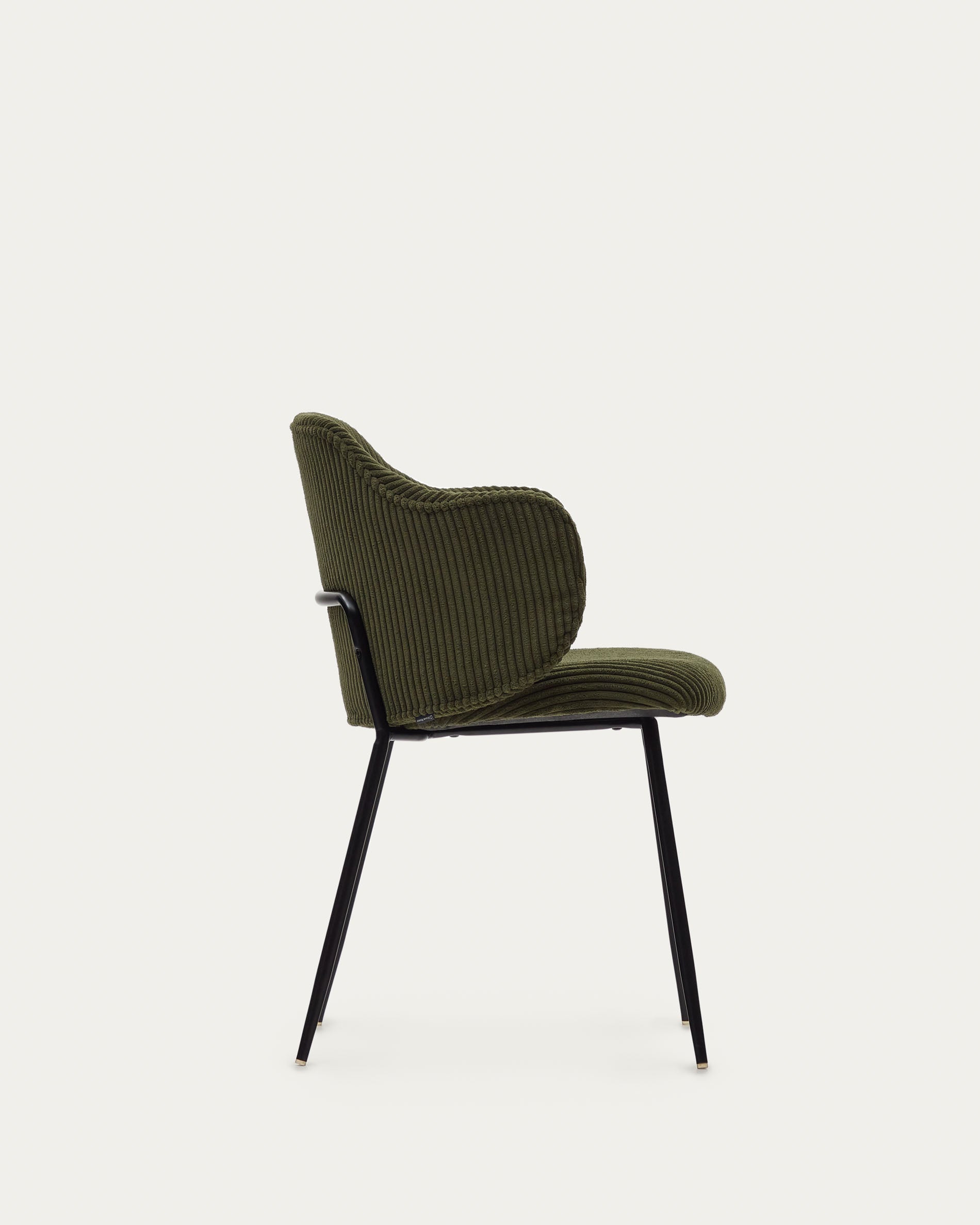 Yunia Stuhl in breitem Cord in Grün mit Stahlbeinen in Schwarz FR in Grün präsentiert im Onlineshop von KAQTU Design AG. Stuhl ist von Kave Home
