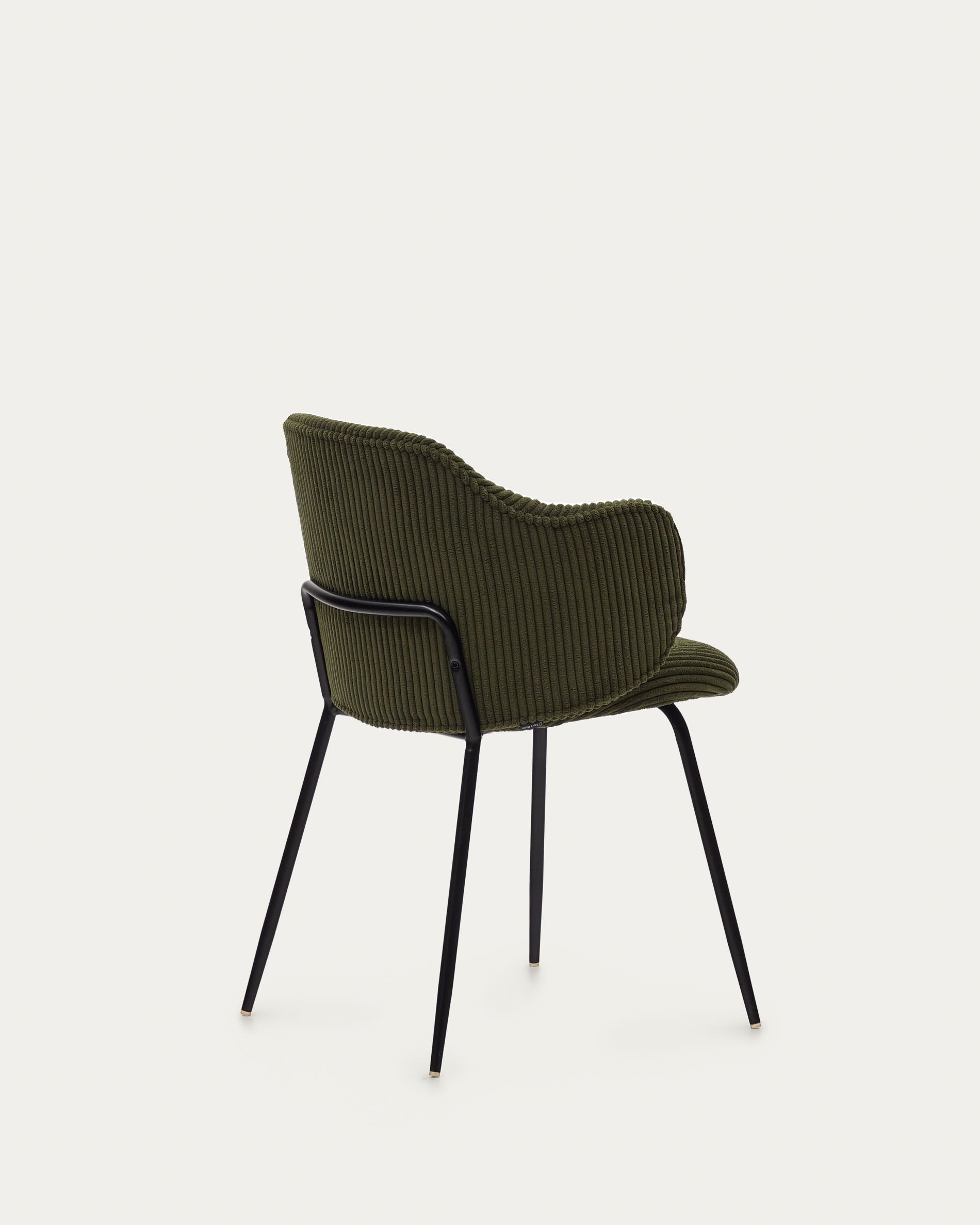 Yunia Stuhl in breitem Cord in Grün mit Stahlbeinen in Schwarz FR in Grün präsentiert im Onlineshop von KAQTU Design AG. Stuhl ist von Kave Home