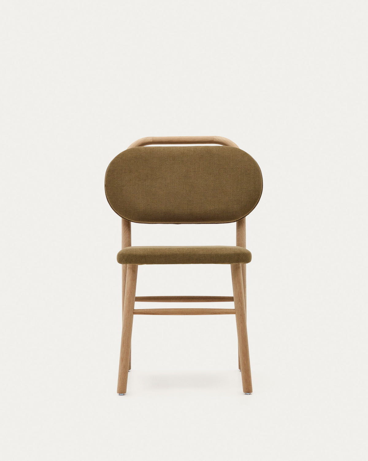 Helda Stuhl aus grüner Chenille und massivem Eichenholz FSC Mix Credit in Grün, Natur präsentiert im Onlineshop von KAQTU Design AG. Stuhl ist von Kave Home