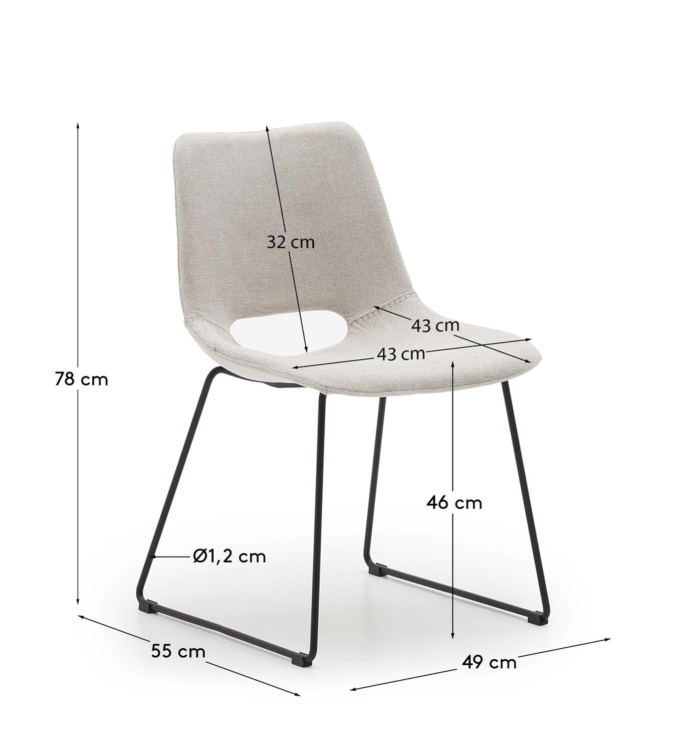 Zahara Stuhl: Beige Eleganz und robustes Stahl-Finish vereinen Stil und Komfort für jedes Zuhause.