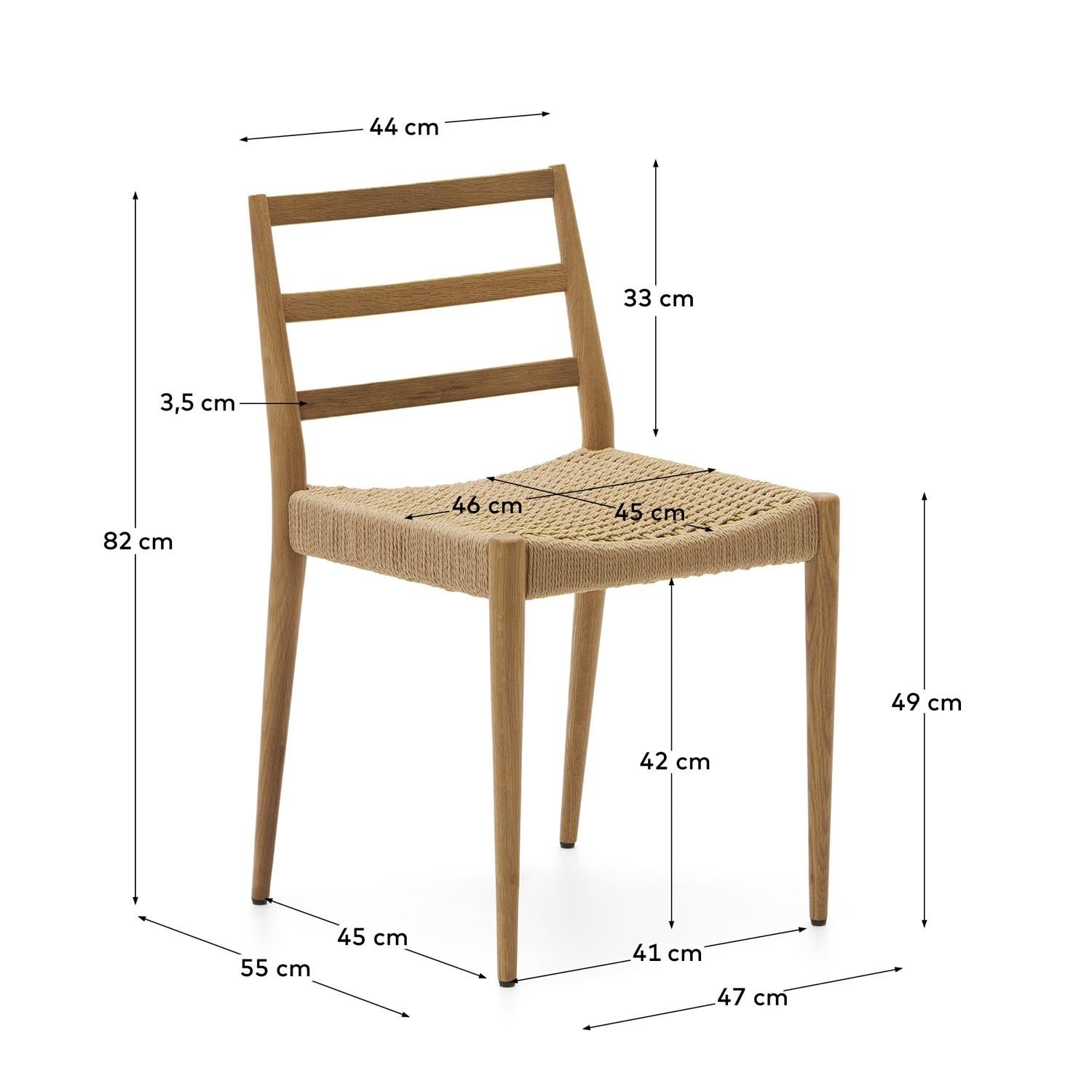 Entdecke den Analy Stuhl von Kave Home: Robustes Eichenholz, handgeflochtenes Seil, nachhaltiges Design für stilvolle Wohnräume.
