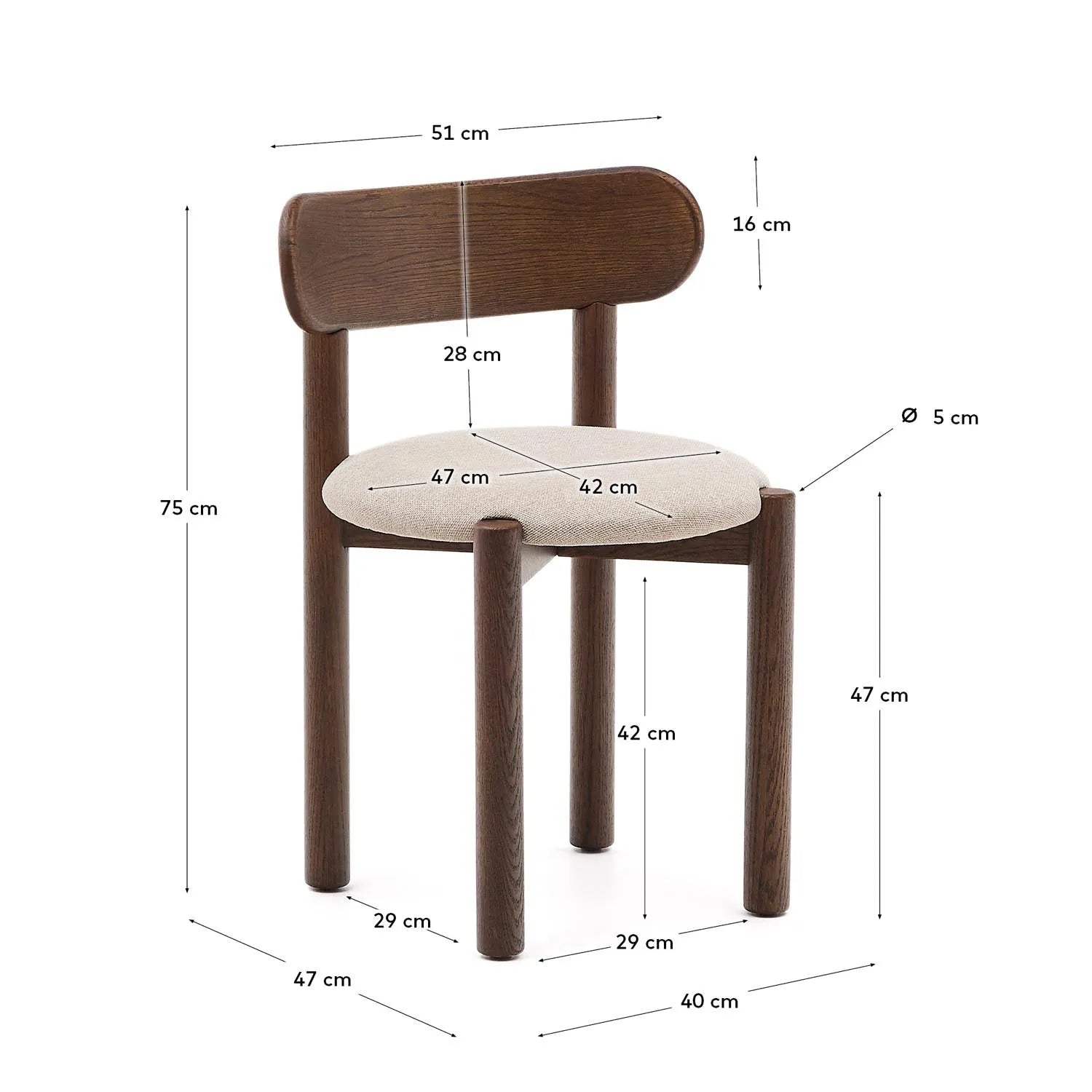 Nebai Stuhl aus brauner Chenille und Gestell aus massivem Eichenholz mit Nussholz Finish F in Braun, Weiß präsentiert im Onlineshop von KAQTU Design AG. Stuhl ist von Kave Home