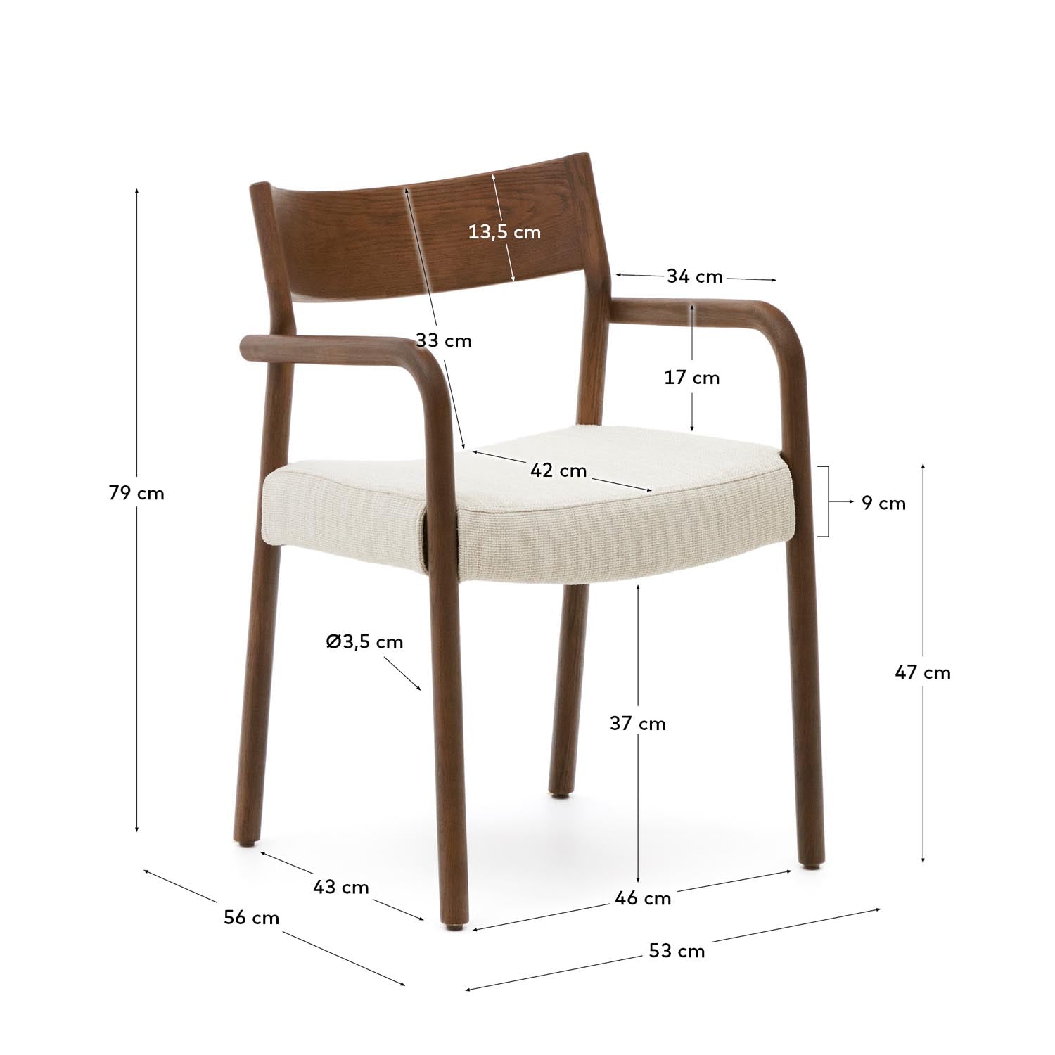 Entdecken Sie den Falconera Stuhl: elegantes Design aus Eichenholz mit Nussbaumfinish, abziehbarer Bezug für einfache Pflege und höchsten Komfort.