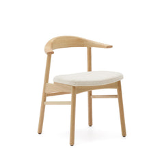 Timons chair removable cover chenille beige solid oak natural finish FSC Mix Credit