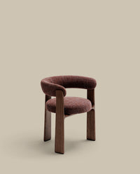 Chair Granite 3 legs brown chenille and solid ash wood with walnut finish FSC 100%
