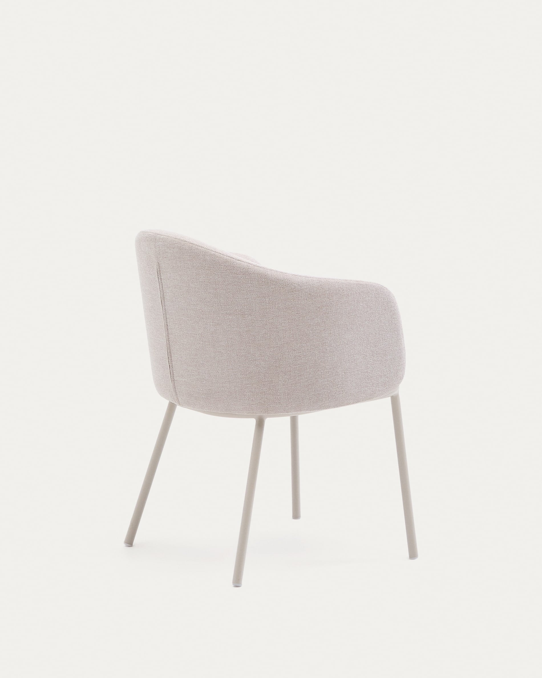 Moderner Stuhl Minda in Beige mit robusten Stahlbeinen, FSC-zertifiziert, ideal für stilvolle und nachhaltige Wohnräume.