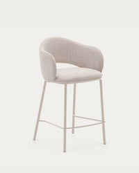 Sgabello Maina in ciniglia beige e gambe in acciaio finitura beige FSC Mix Credit 65 cm