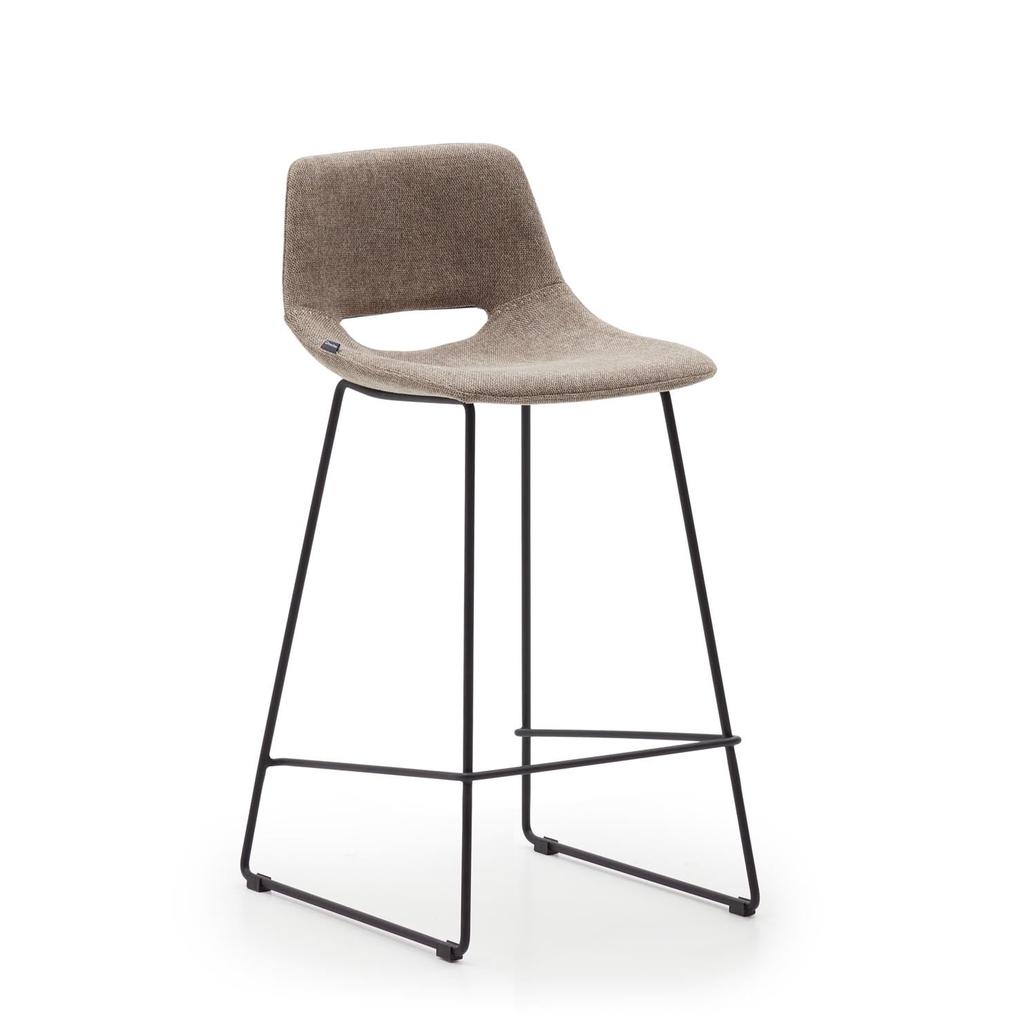 Zahara Hocker braun und Stahl mit schwarzem Finish Höhe 65 cm in Braun präsentiert im Onlineshop von KAQTU Design AG. Hocker ist von Kave Home