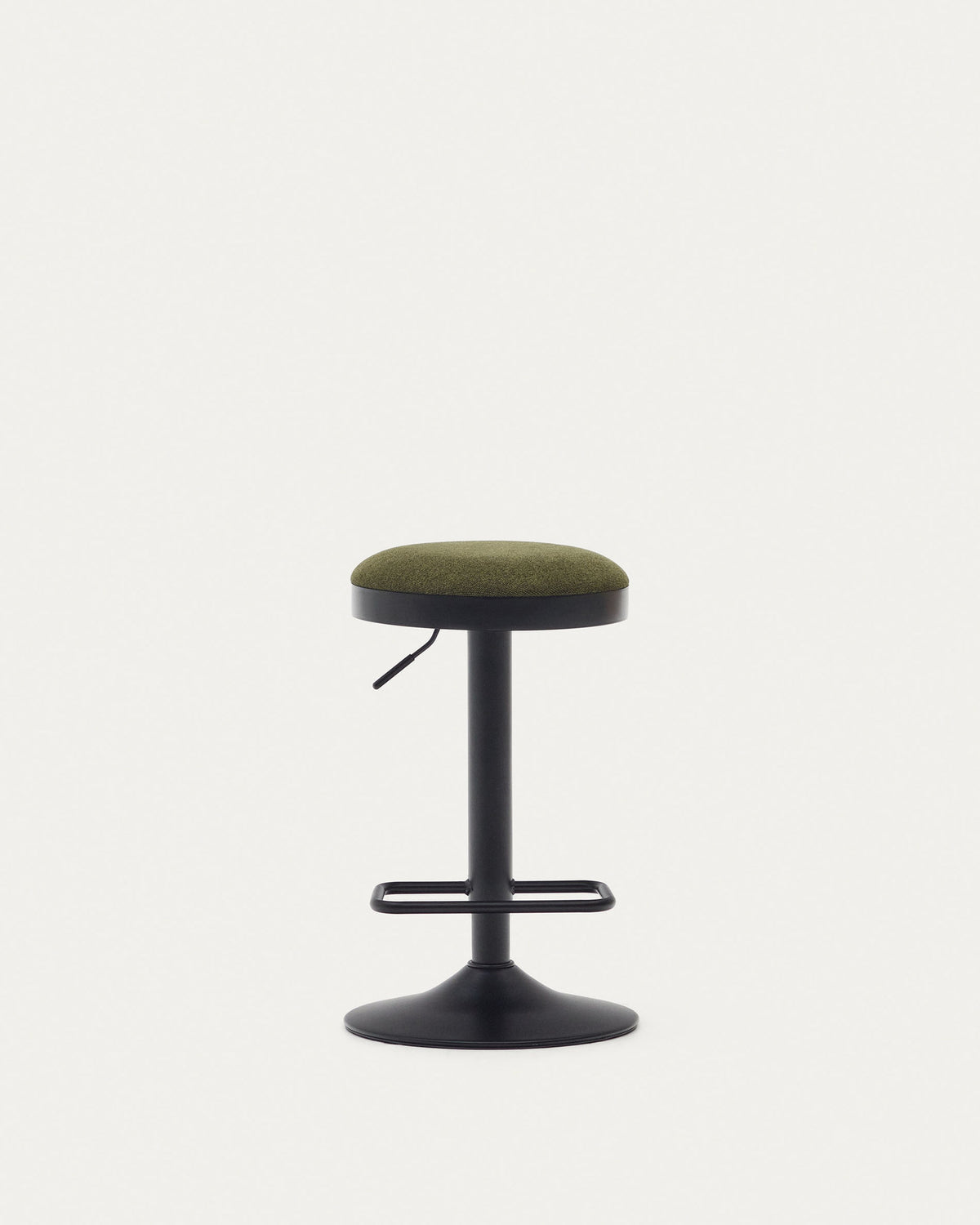 Zaib Hocker aus dunkelgrüner Chenille und mattschwarzem Stahl Höhe 63-84 cm FSC 100% in Grün, Schwarz präsentiert im Onlineshop von KAQTU Design AG. Barhocker ist von Kave Home