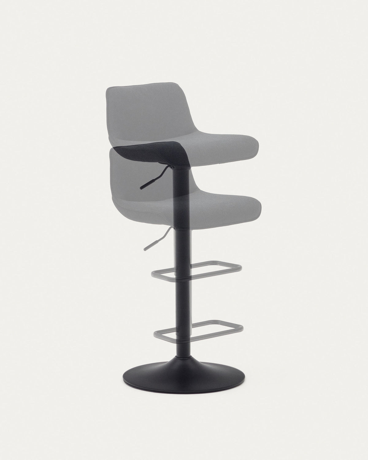 Zenda Hocker aus schwarzem Chenille und mattschwarzem Stahl 81-102 cm FSC 100% in Schwarz präsentiert im Onlineshop von KAQTU Design AG. Barhocker ist von Kave Home