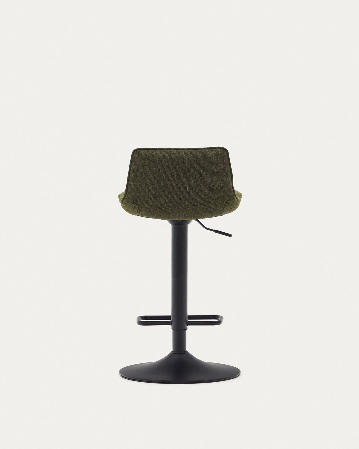 Zenda Hocker aus dunkelgrüner Chenille und mattschwarzem Stahl Höhe 81-102 cm FSC 100% in Grün, Schwarz präsentiert im Onlineshop von KAQTU Design AG. Barhocker ist von Kave Home