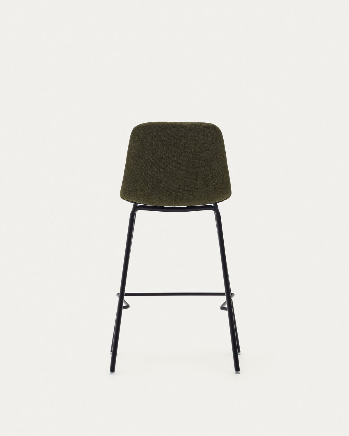 Zunilda Hocker aus dunkelgrünem Chenille und Stahl mit mattschwarzem Finish Höhe 65 cm FSC 100% in Grün, Schwarz präsentiert im Onlineshop von KAQTU Design AG. Barhocker ist von Kave Home